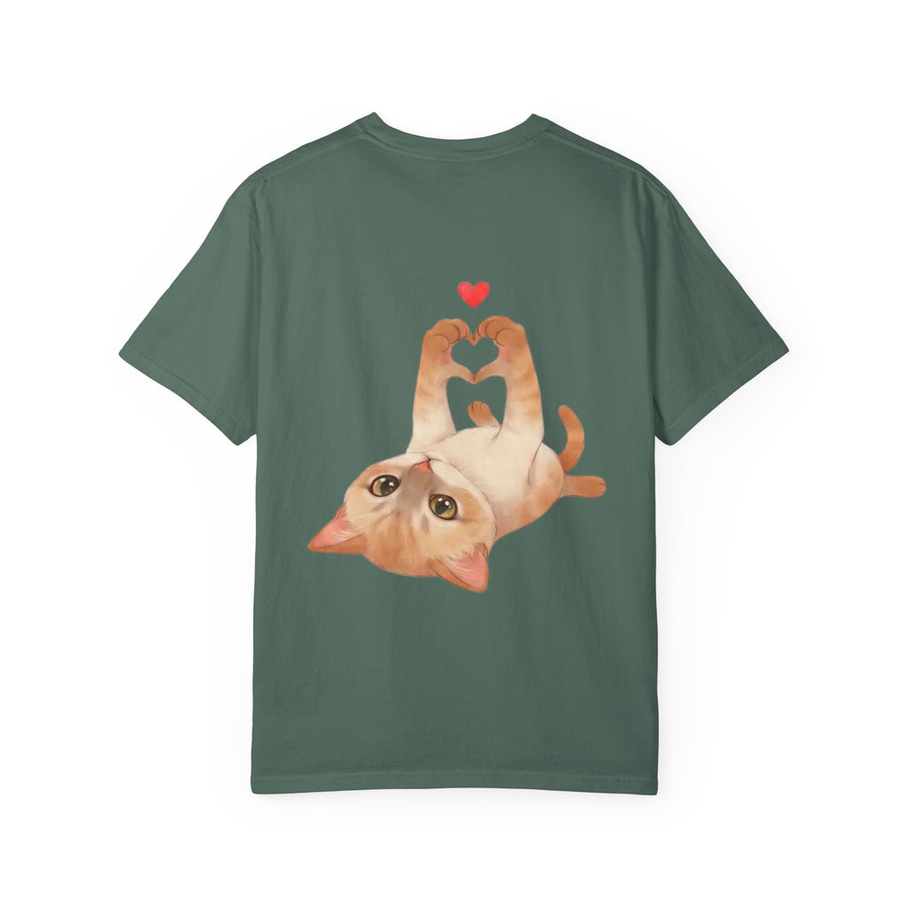 Cat Meaw T-Shirt — Cute Orange Kitten Heart Back Graphic