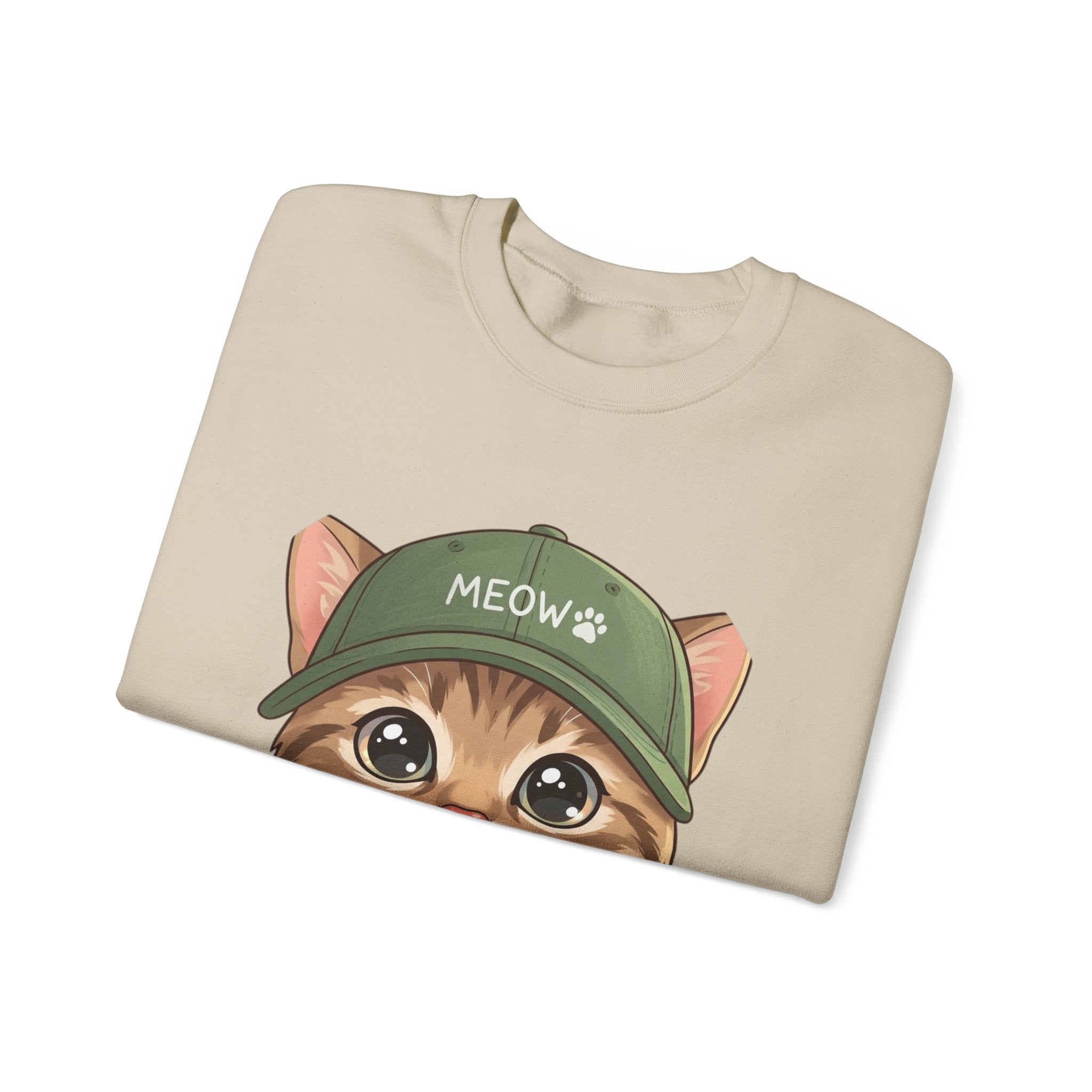Cute Kitten Crewneck Sweatshirt — 'MEOW' Cat Graphic Pullover