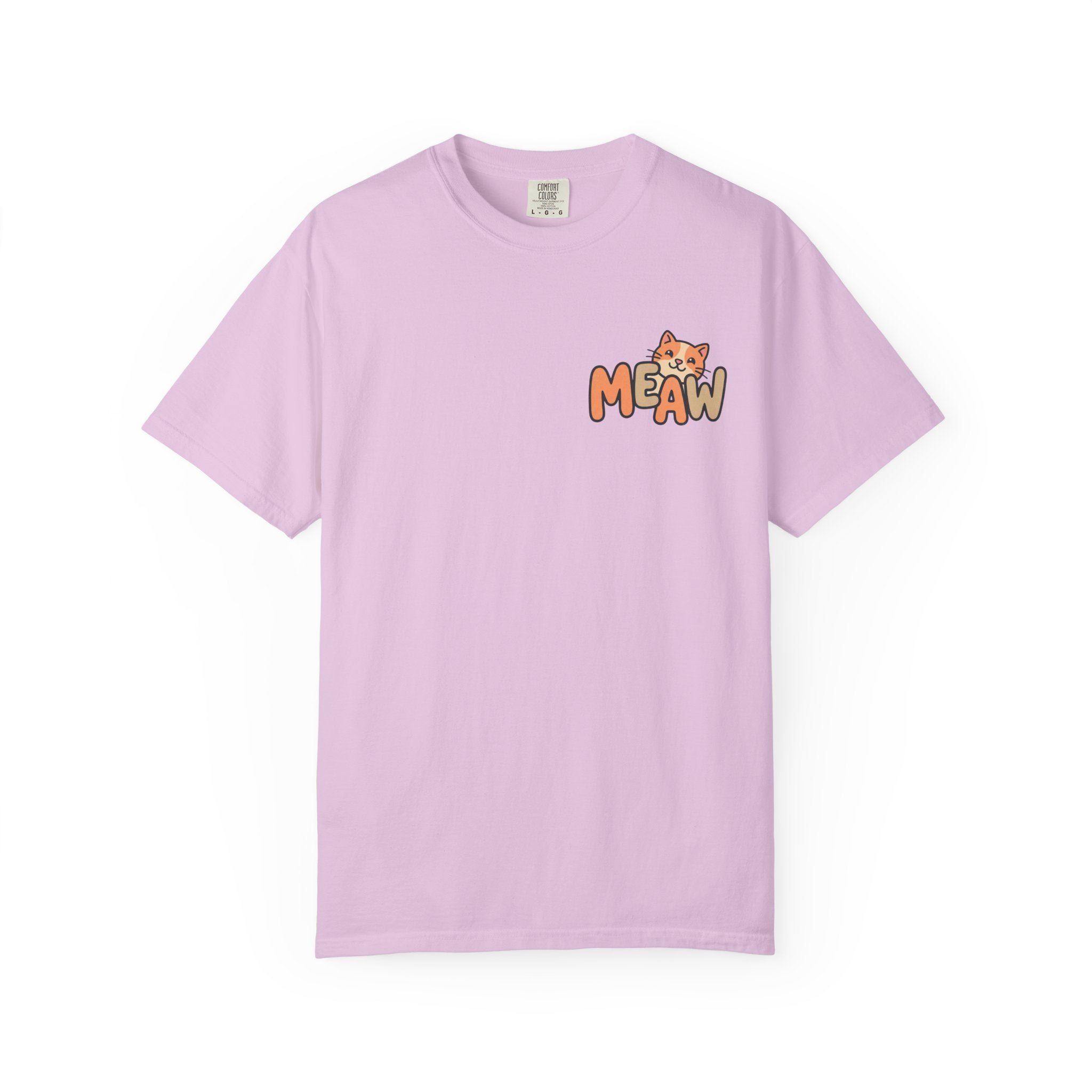 Cat Meaw T-Shirt — Cute Orange Kitten Heart Back Graphic