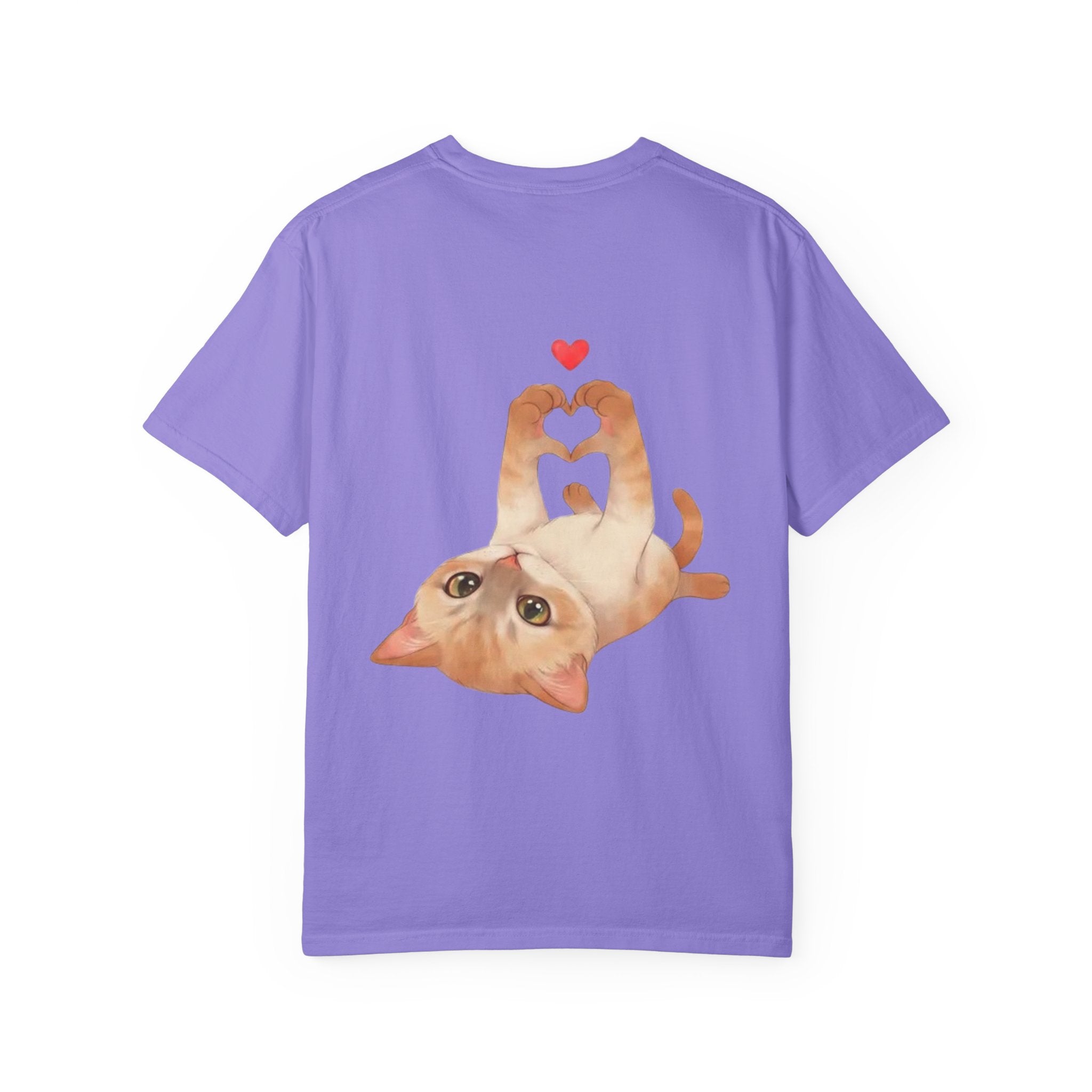 Cat Meaw T-Shirt — Cute Orange Kitten Heart Back Graphic