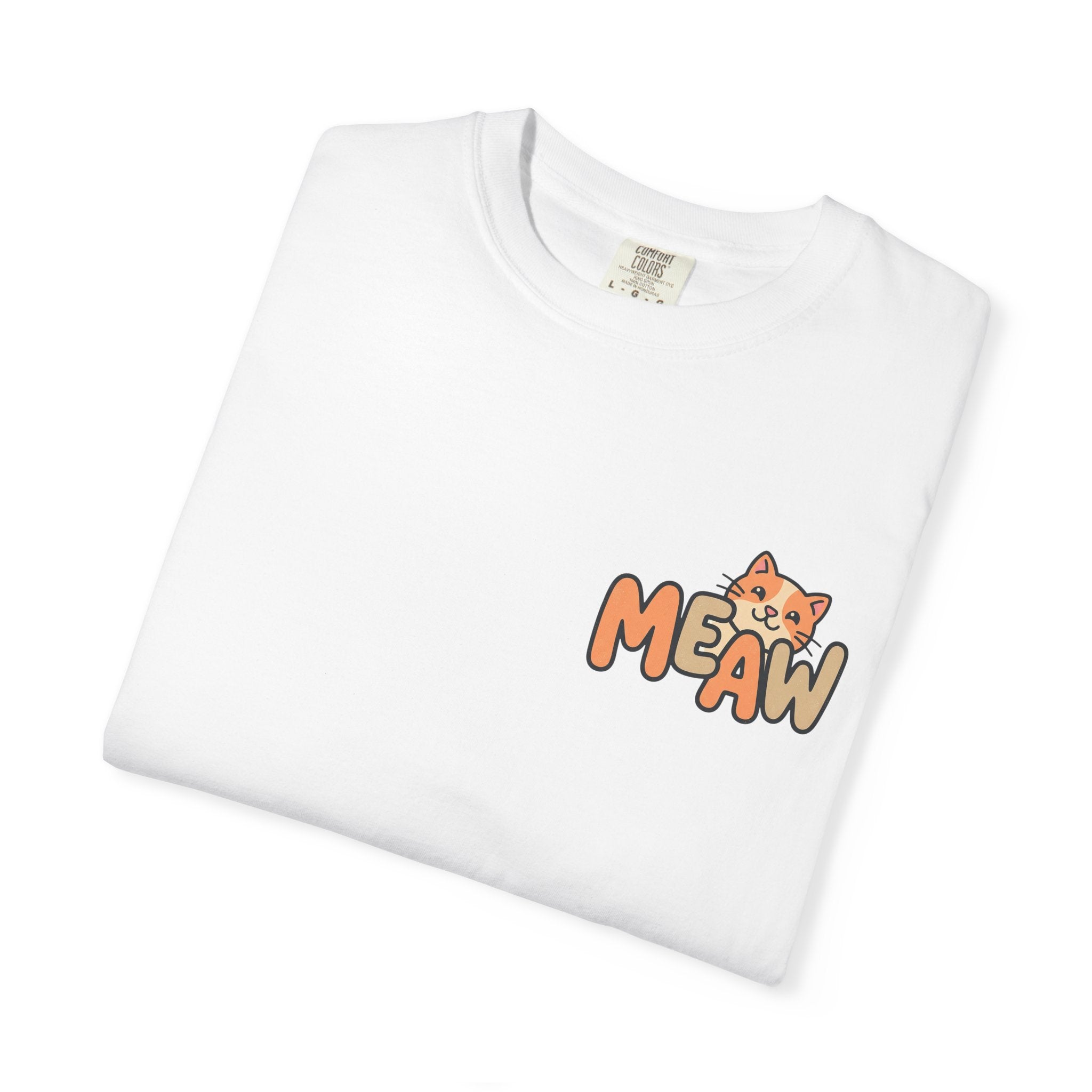 Cat Meaw T-Shirt — Cute Orange Kitten Heart Back Graphic