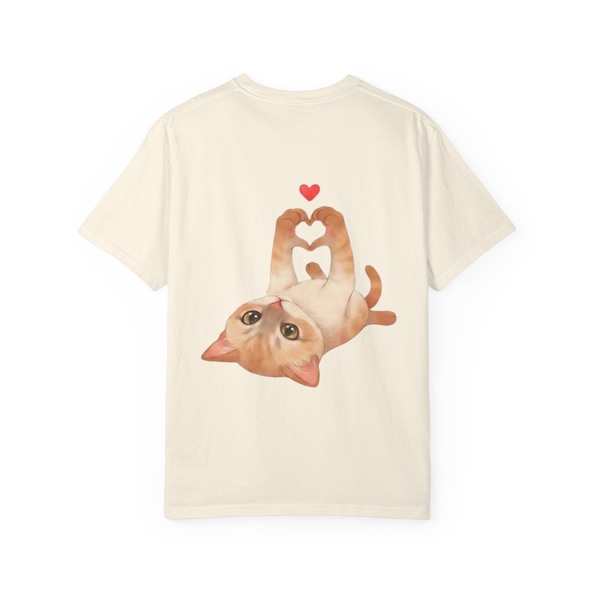 Cat Meaw T-Shirt — Cute Orange Kitten Heart Back Graphic