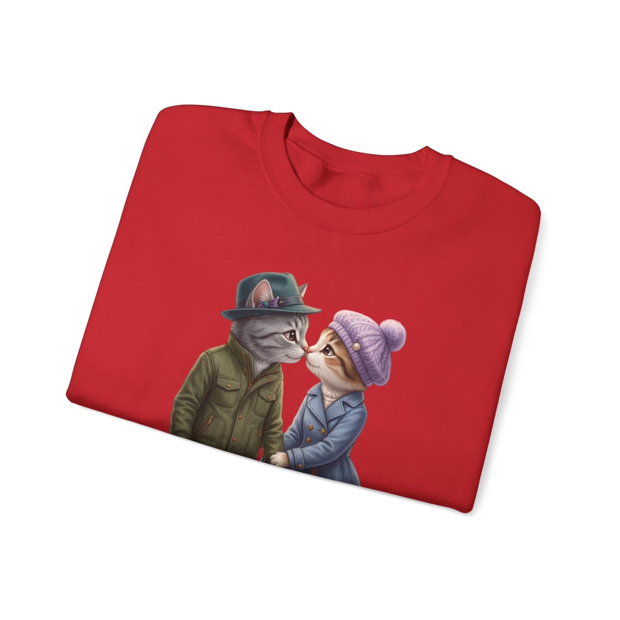 Cute Cat Couple Sweatshirt – Romantic Feline Couple Graphic Crewneck