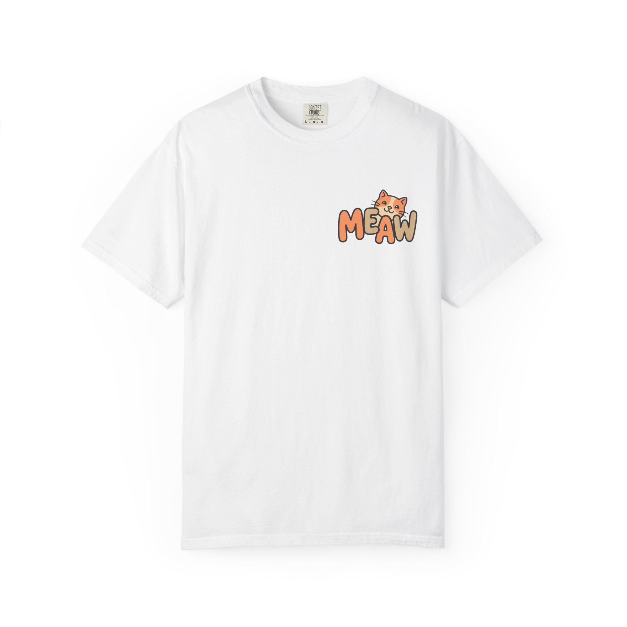 Cat Meaw T-Shirt — Cute Orange Kitten Heart Back Graphic