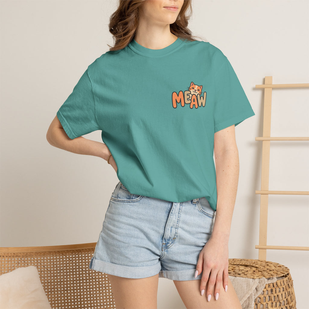 Cat Meaw T-Shirt — Cute Orange Kitten Heart Back Graphic