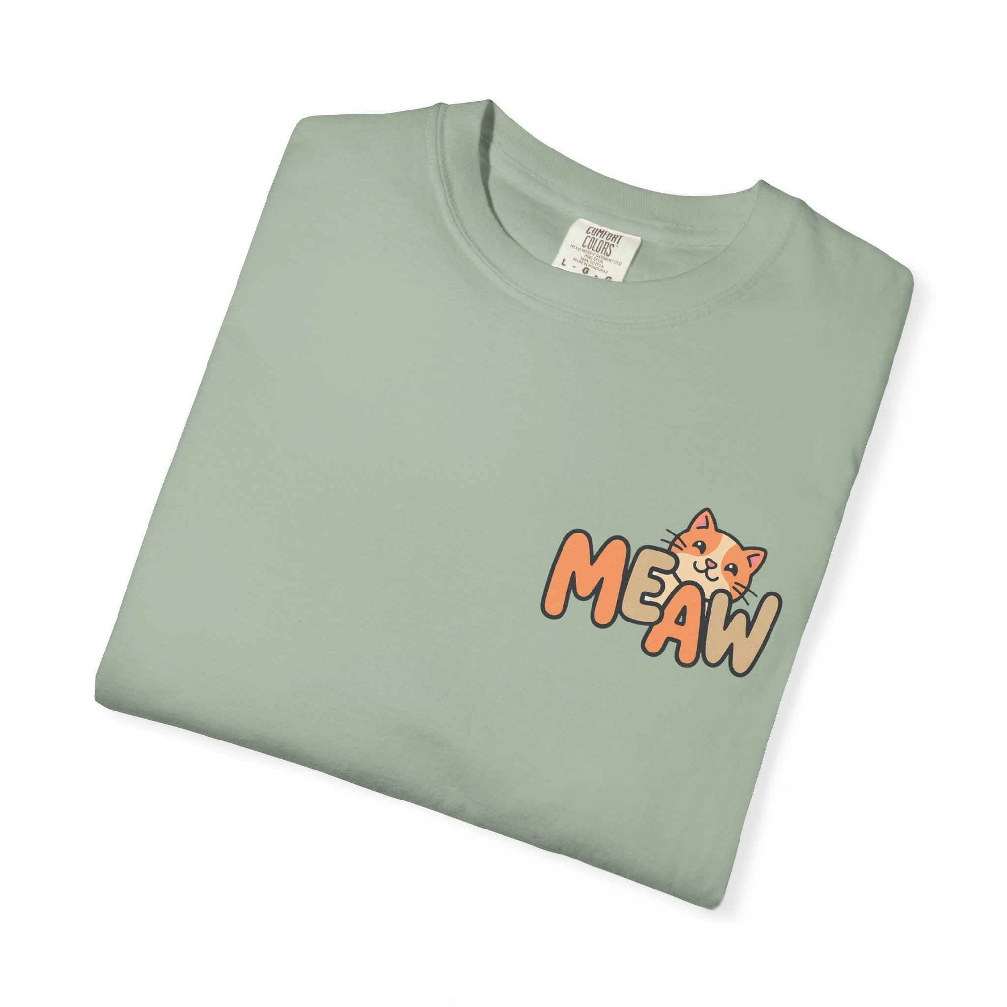 Cat Meaw T-Shirt — Cute Orange Kitten Heart Back Graphic