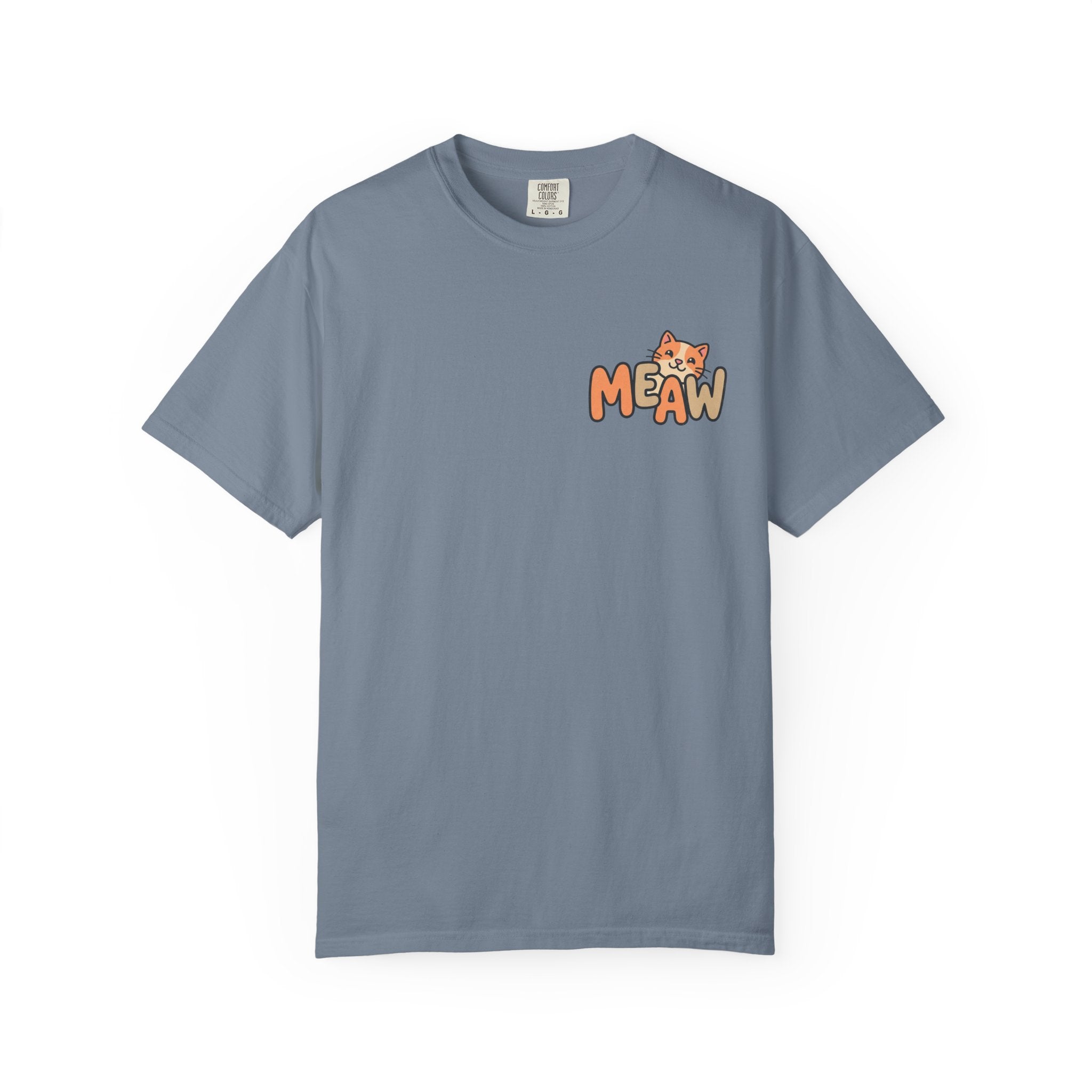 Cat Meaw T-Shirt — Cute Orange Kitten Heart Back Graphic