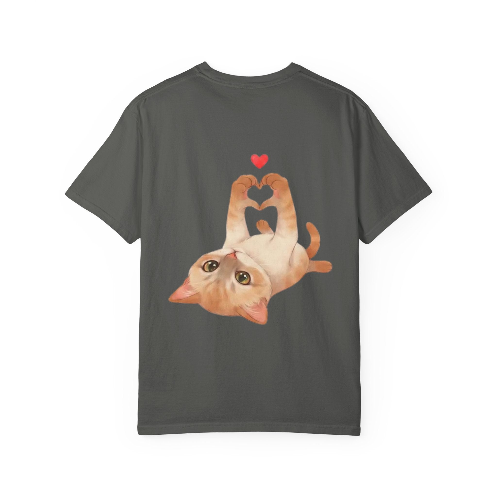 Cat Meaw T-Shirt — Cute Orange Kitten Heart Back Graphic