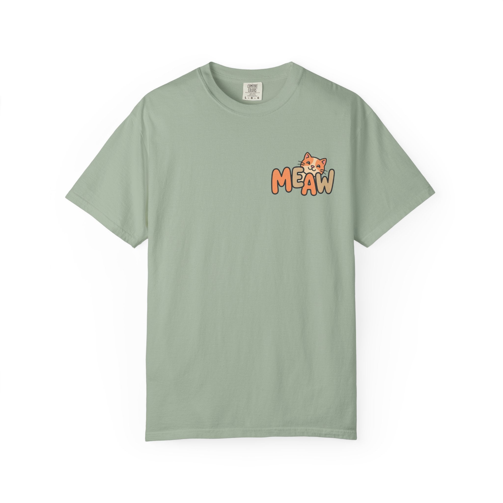 Cat Meaw T-Shirt — Cute Orange Kitten Heart Back Graphic