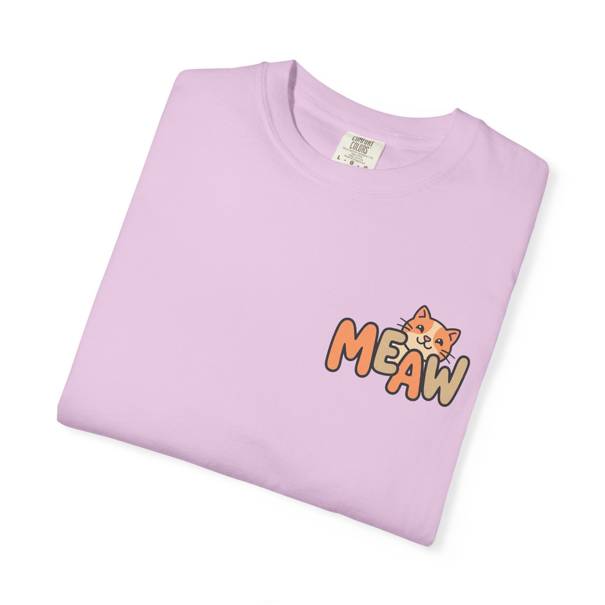 Cat Meaw T-Shirt — Cute Orange Kitten Heart Back Graphic