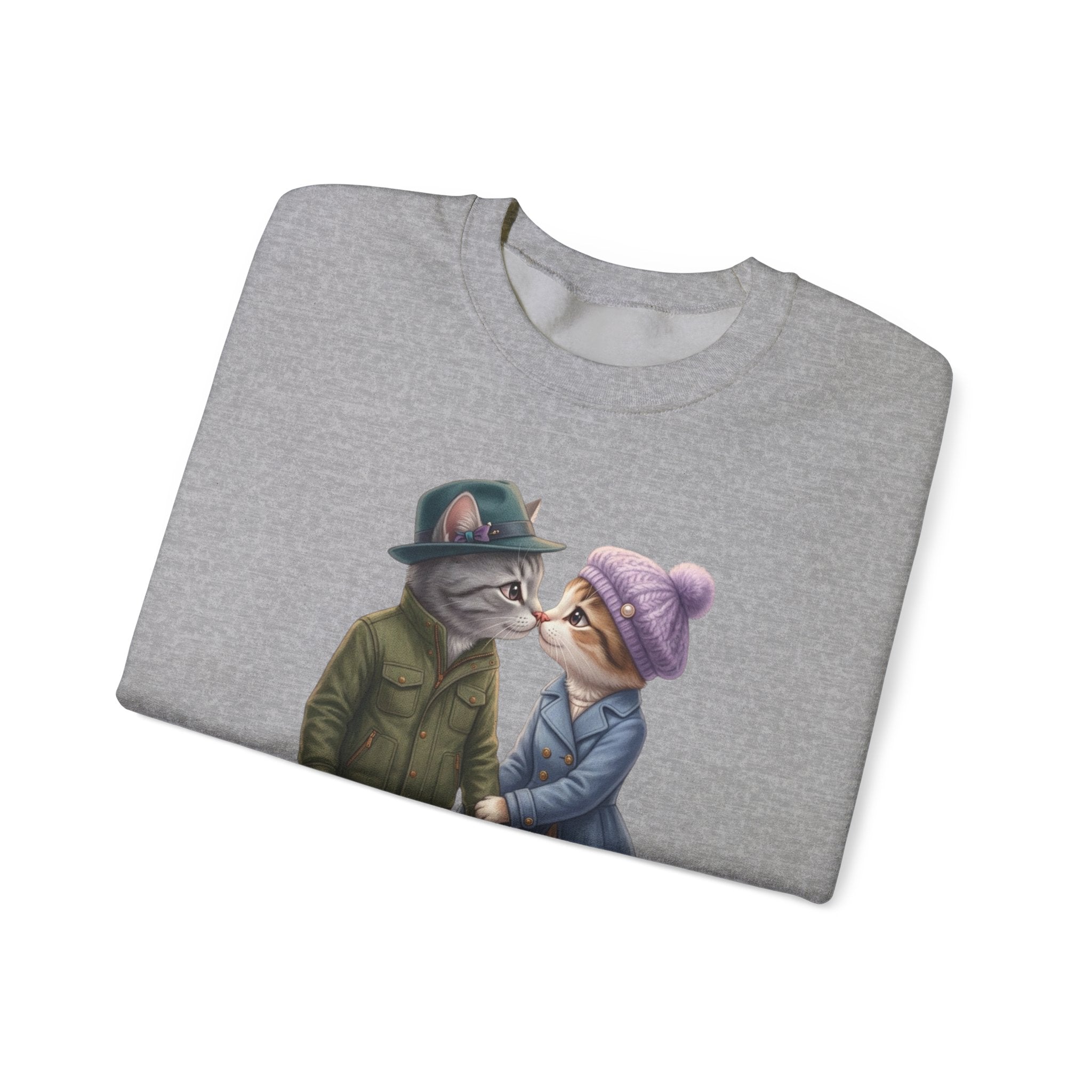 Cute Cat Couple Sweatshirt – Romantic Feline Couple Graphic Crewneck