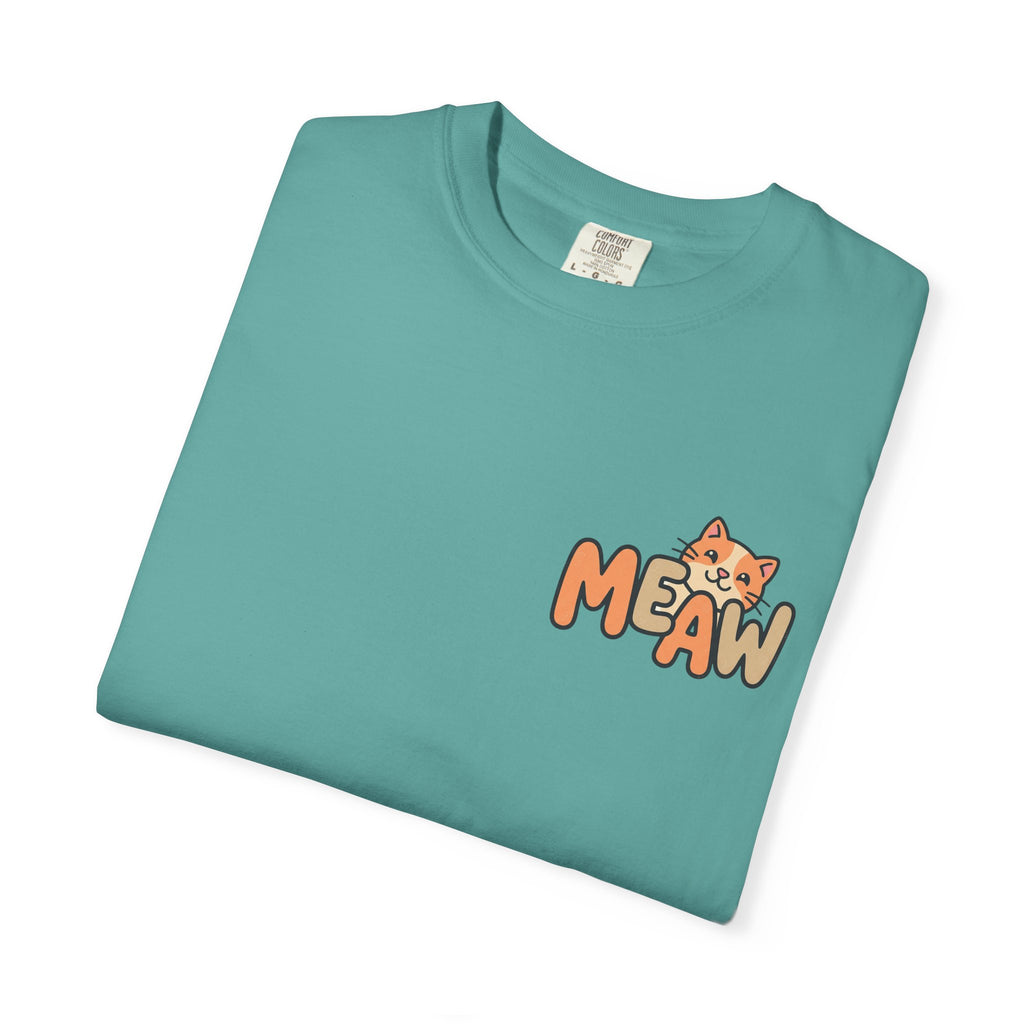 Cat Meaw T-Shirt — Cute Orange Kitten Heart Back Graphic