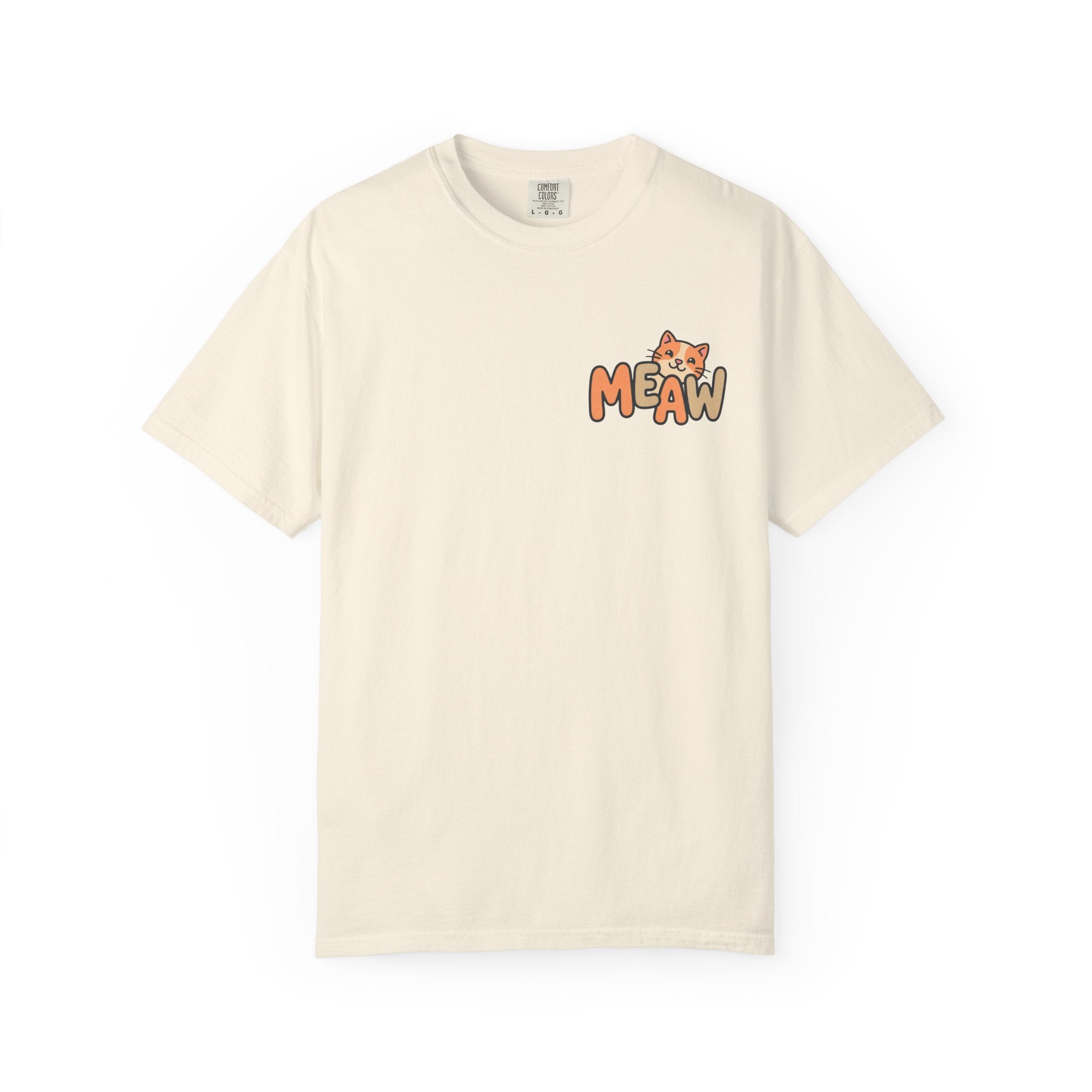 Cat Meaw T-Shirt — Cute Orange Kitten Heart Back Graphic
