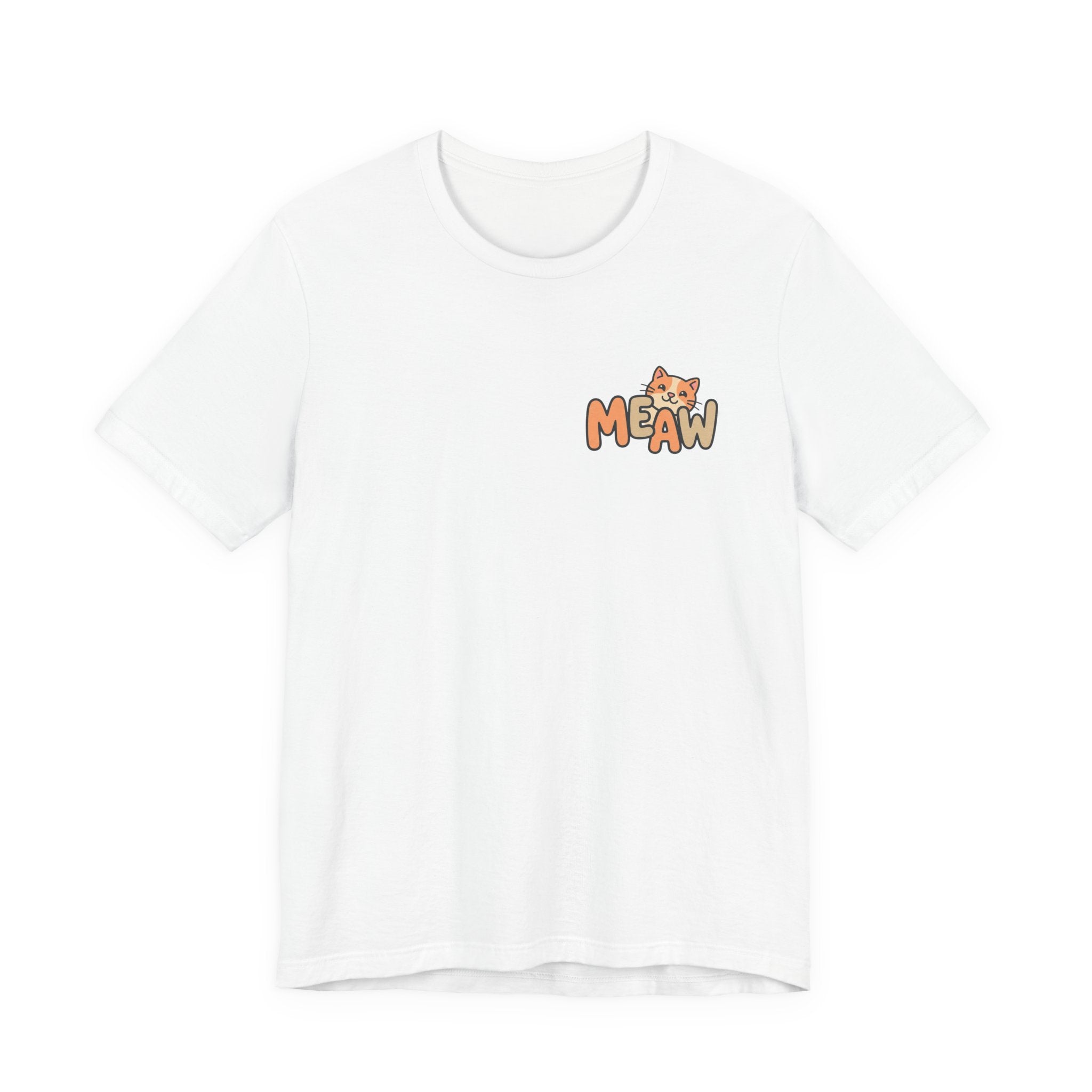 Cat 'Meaw' Graphic Tee — Cute Orange Kitten Chest Print