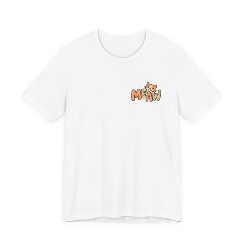 Cat 'Meaw' Graphic Tee — Cute Orange Kitten Chest Print