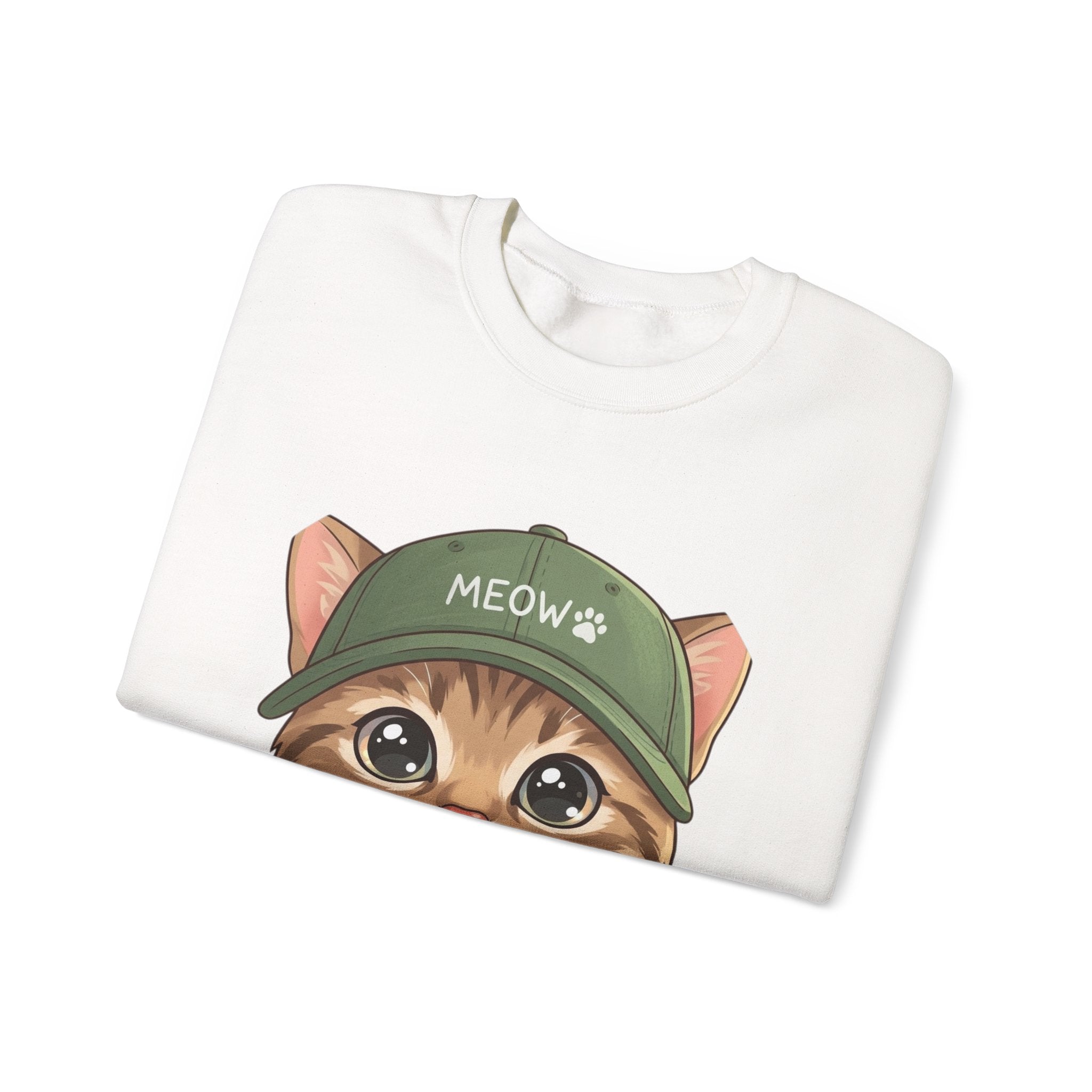 Cute Kitten Crewneck Sweatshirt — 'MEOW' Cat Graphic Pullover
