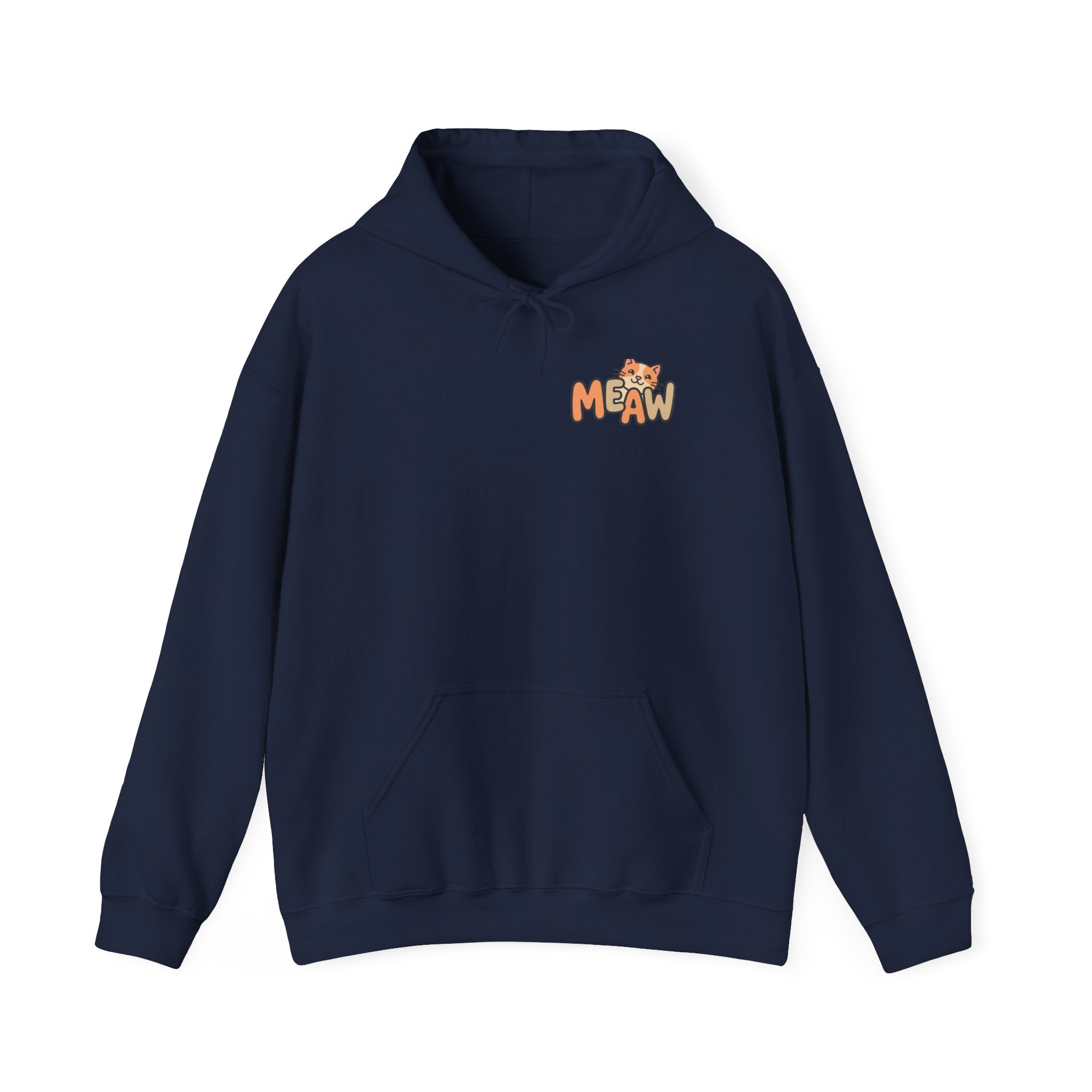 Cat 'Meaw' Graphic Hoodie — Cute Retro Cat Chest Print
