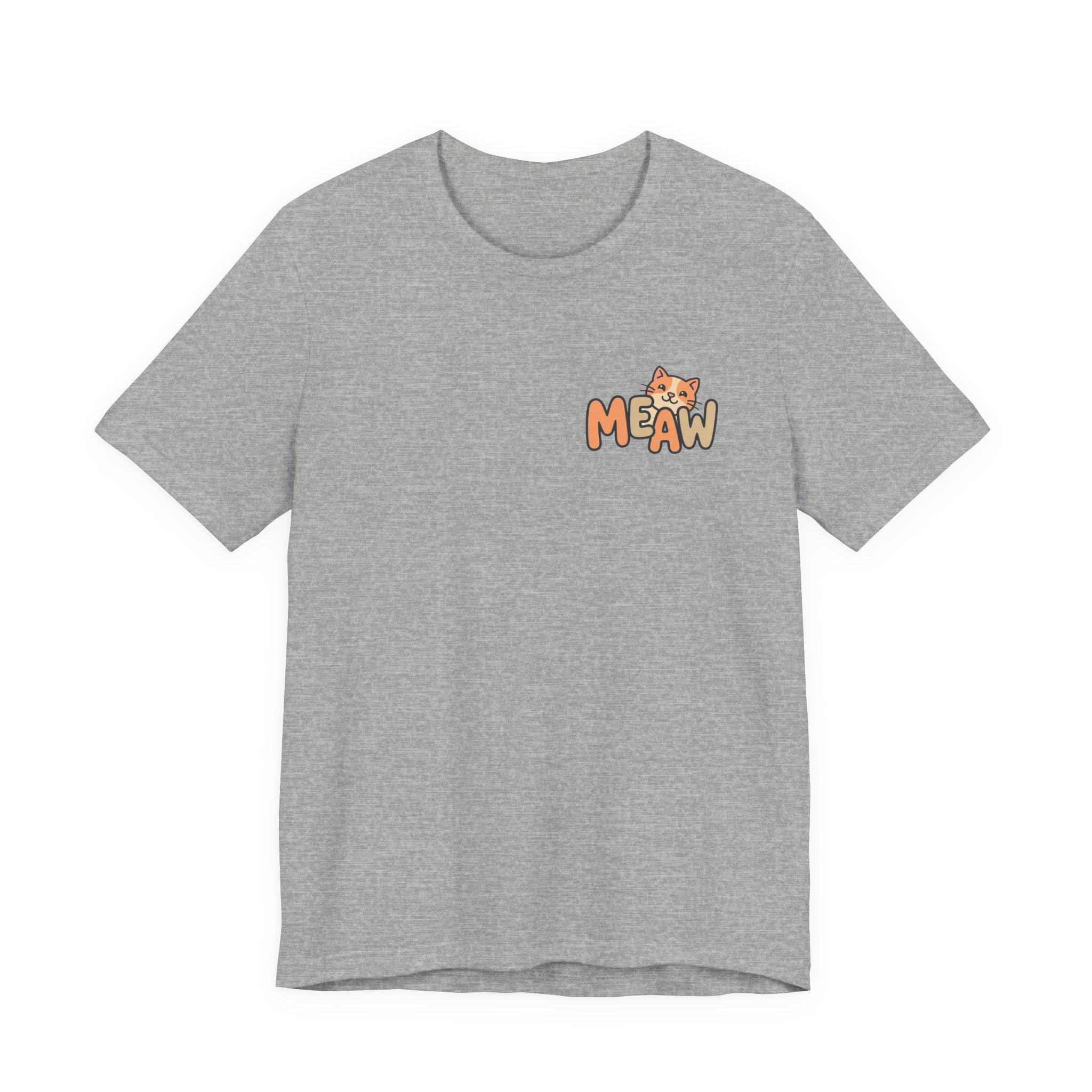 Cat 'Meaw' Graphic Tee — Cute Orange Kitten Chest Print