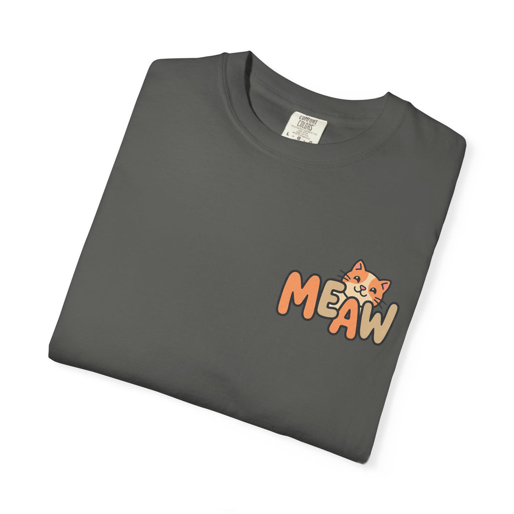 Cat Meaw T-Shirt — Cute Orange Kitten Heart Back Graphic