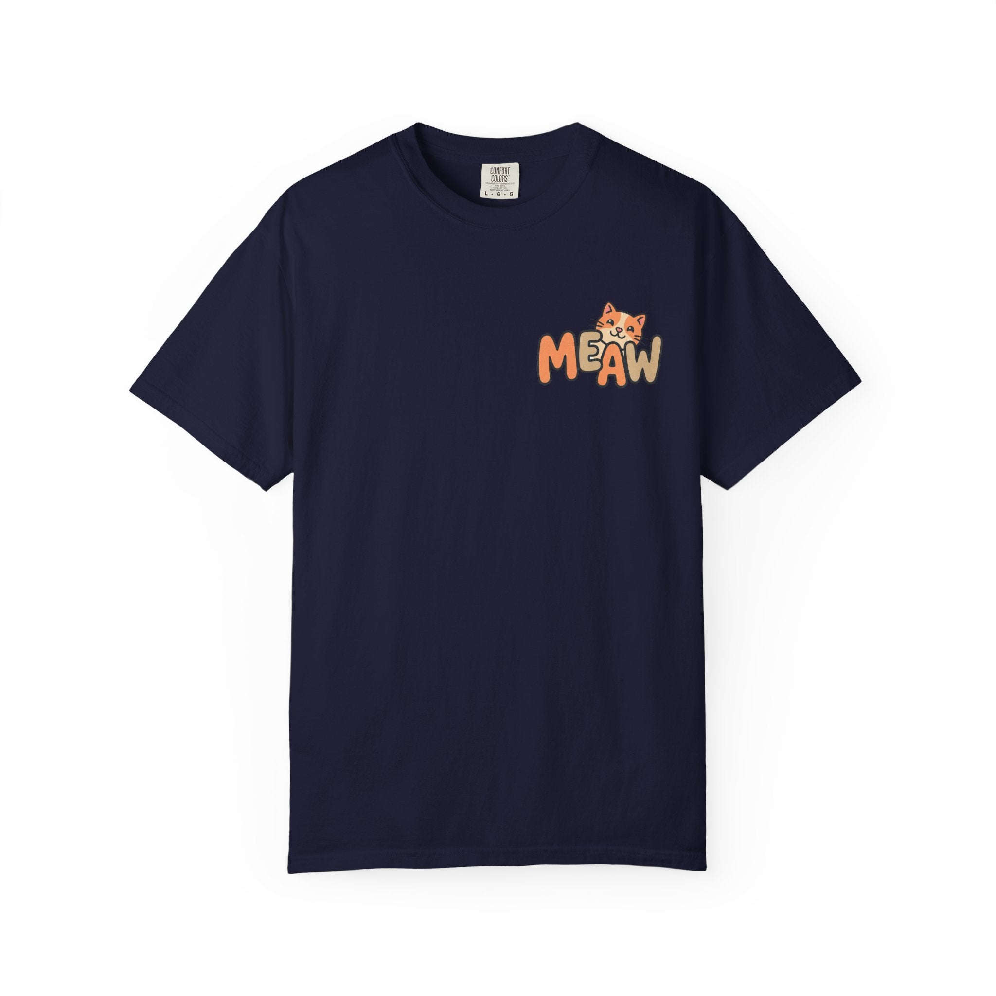 Cat Meaw T-Shirt — Cute Orange Kitten Heart Back Graphic