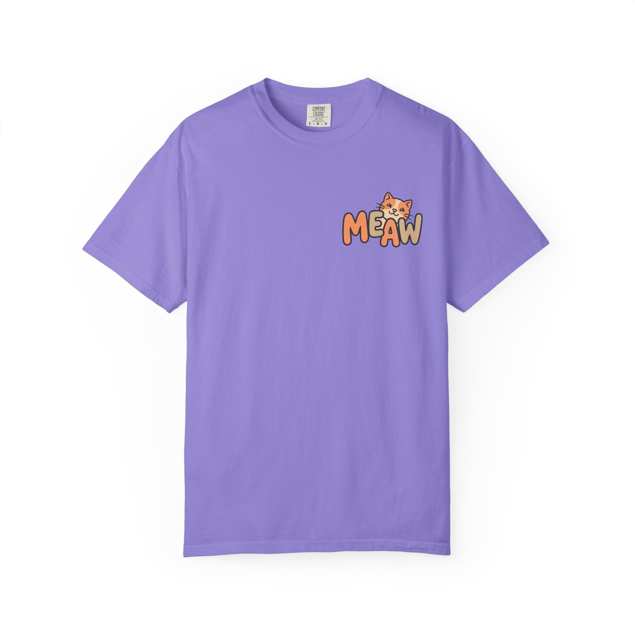 Cat Meaw T-Shirt — Cute Orange Kitten Heart Back Graphic