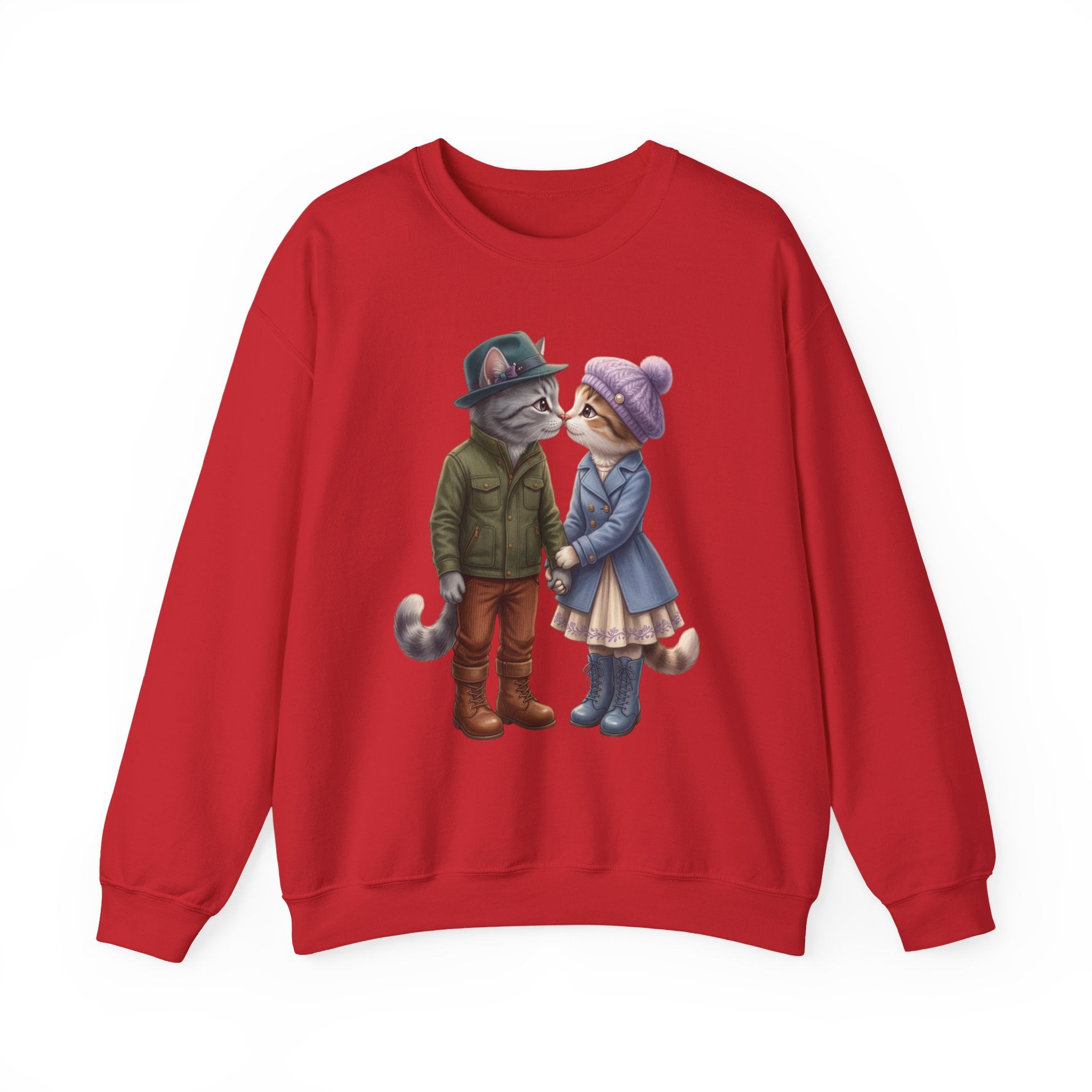 Cute Cat Couple Sweatshirt – Romantic Feline Couple Graphic Crewneck
