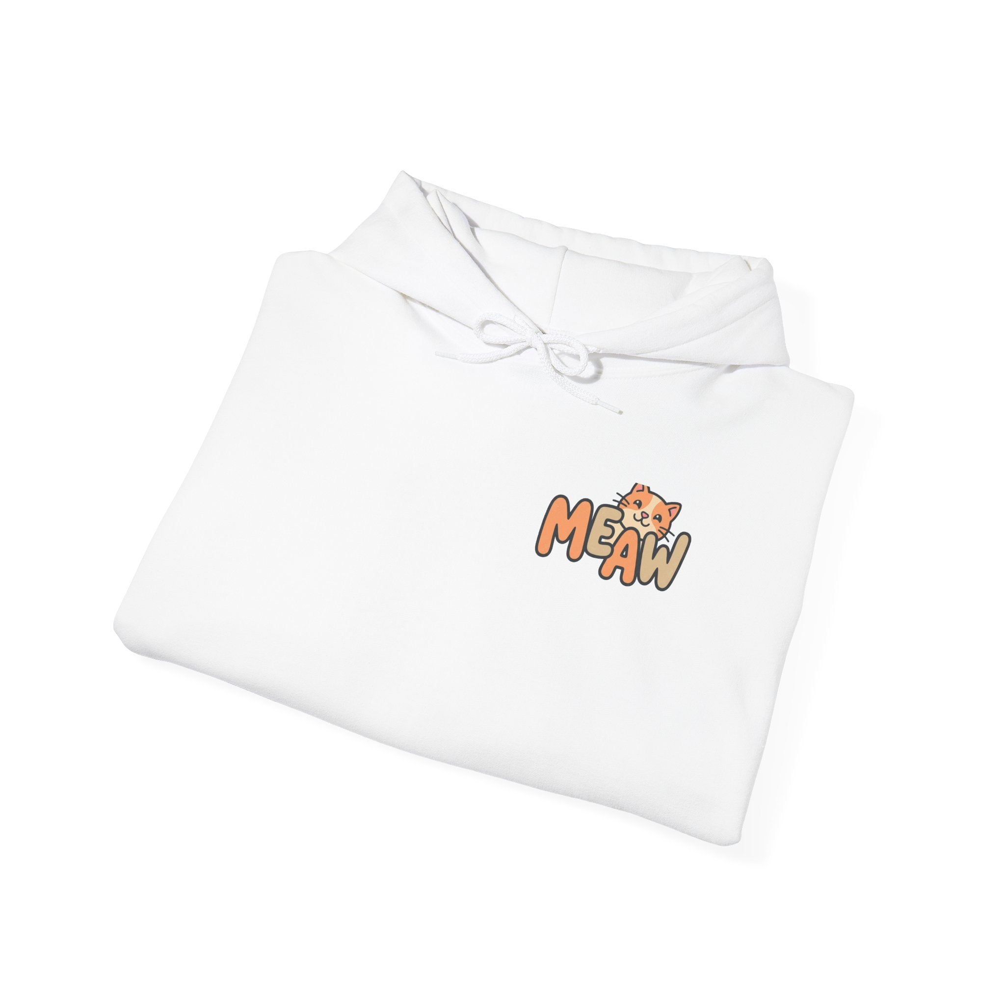 Cat 'Meaw' Graphic Hoodie — Cute Retro Cat Chest Print