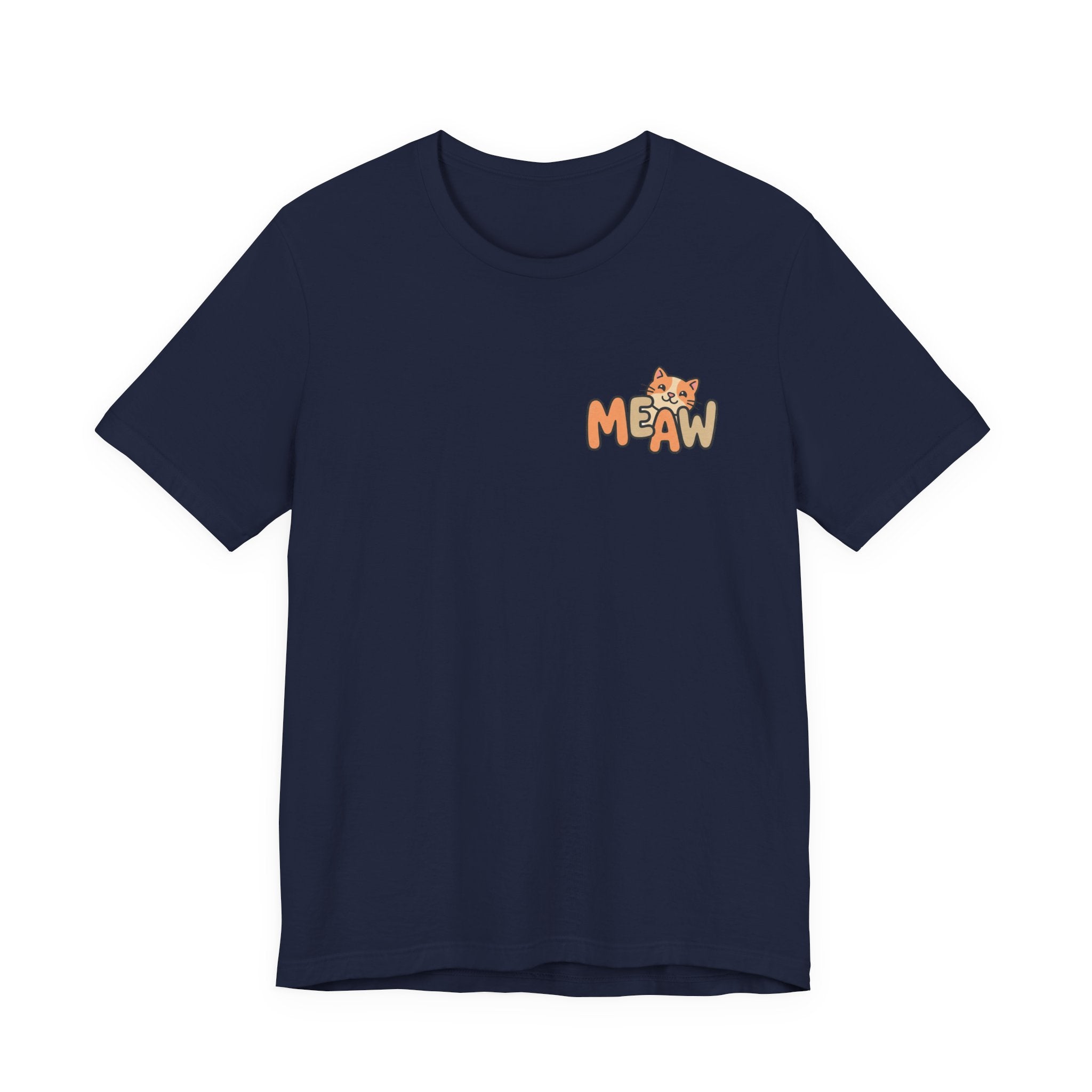Cat 'Meaw' Graphic Tee — Cute Orange Kitten Chest Print