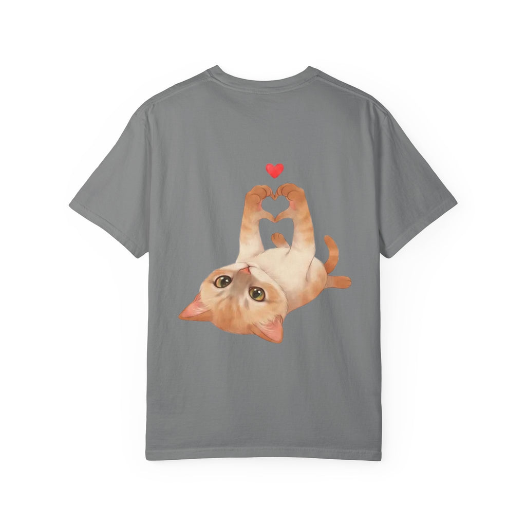 Cat Meaw T-Shirt — Cute Orange Kitten Heart Back Graphic
