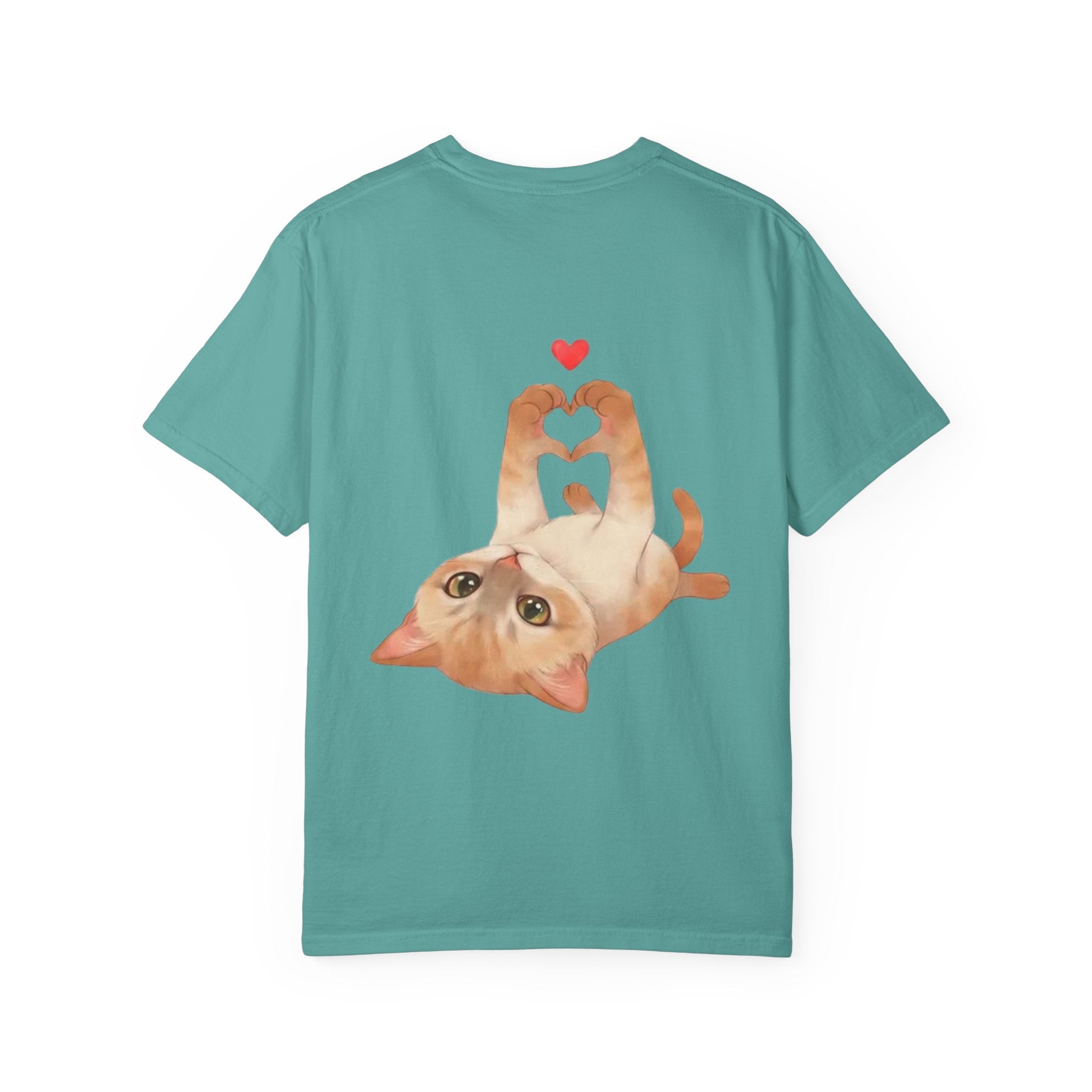 Cat Meaw T-Shirt — Cute Orange Kitten Heart Back Graphic