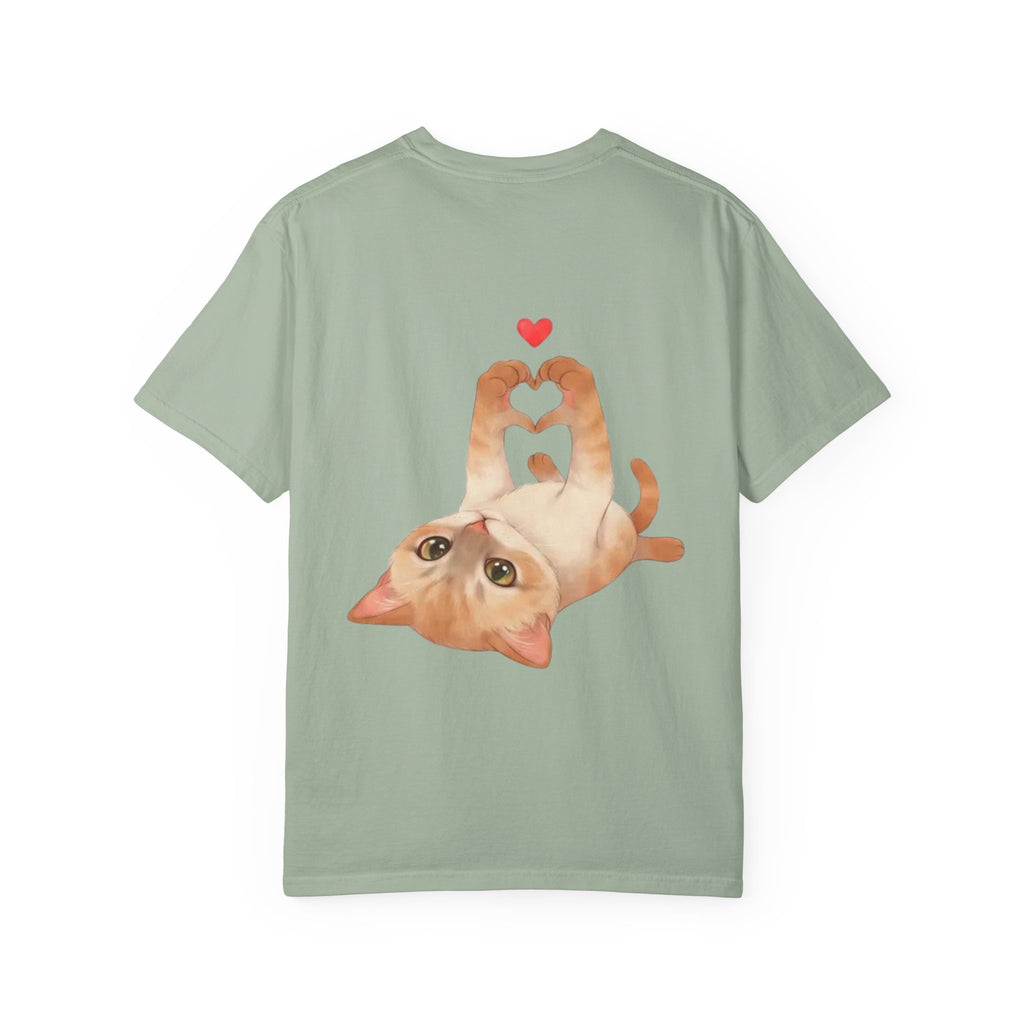 Cat Meaw T-Shirt — Cute Orange Kitten Heart Back Graphic
