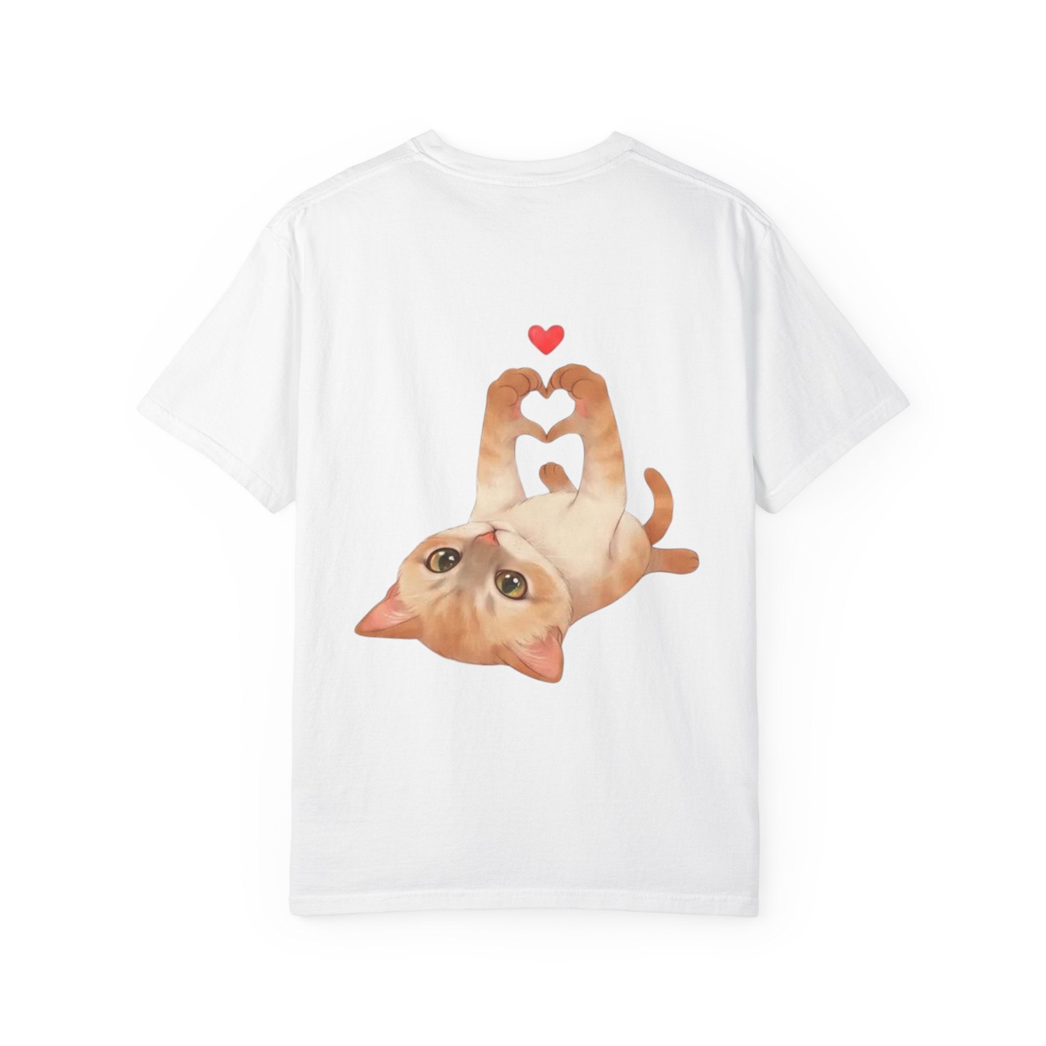 Cat Meaw T-Shirt — Cute Orange Kitten Heart Back Graphic