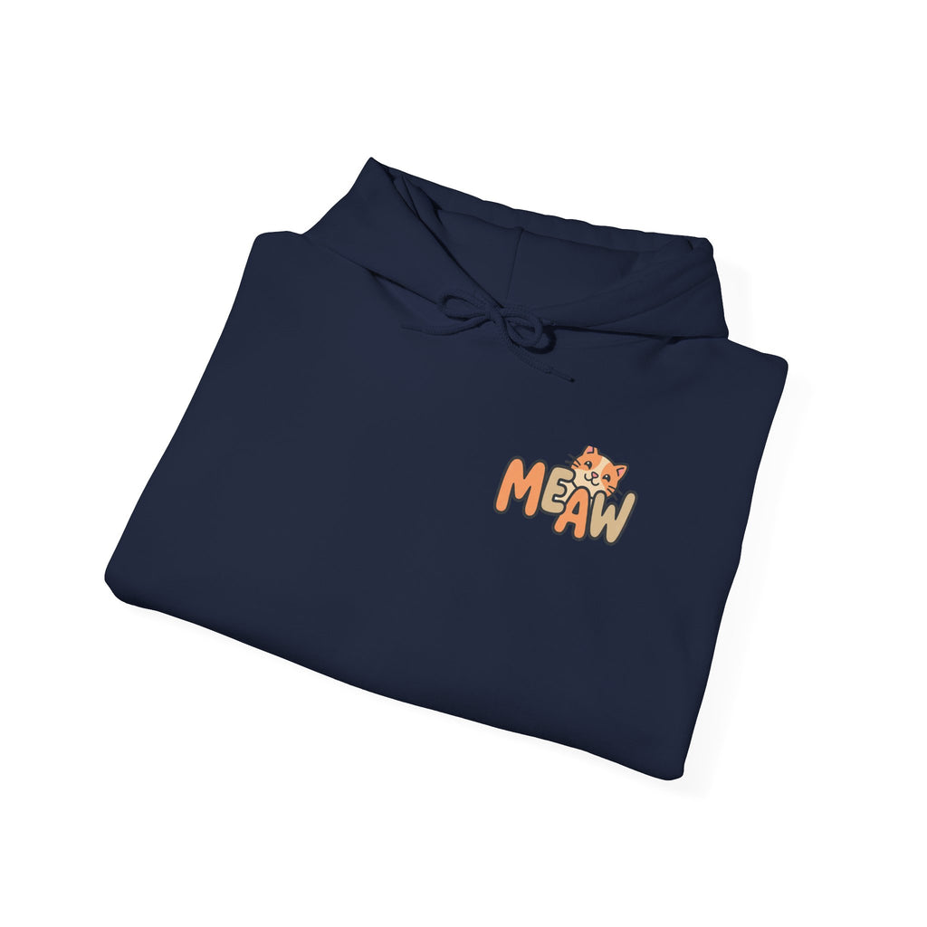 Cat 'Meaw' Graphic Hoodie — Cute Retro Cat Chest Print