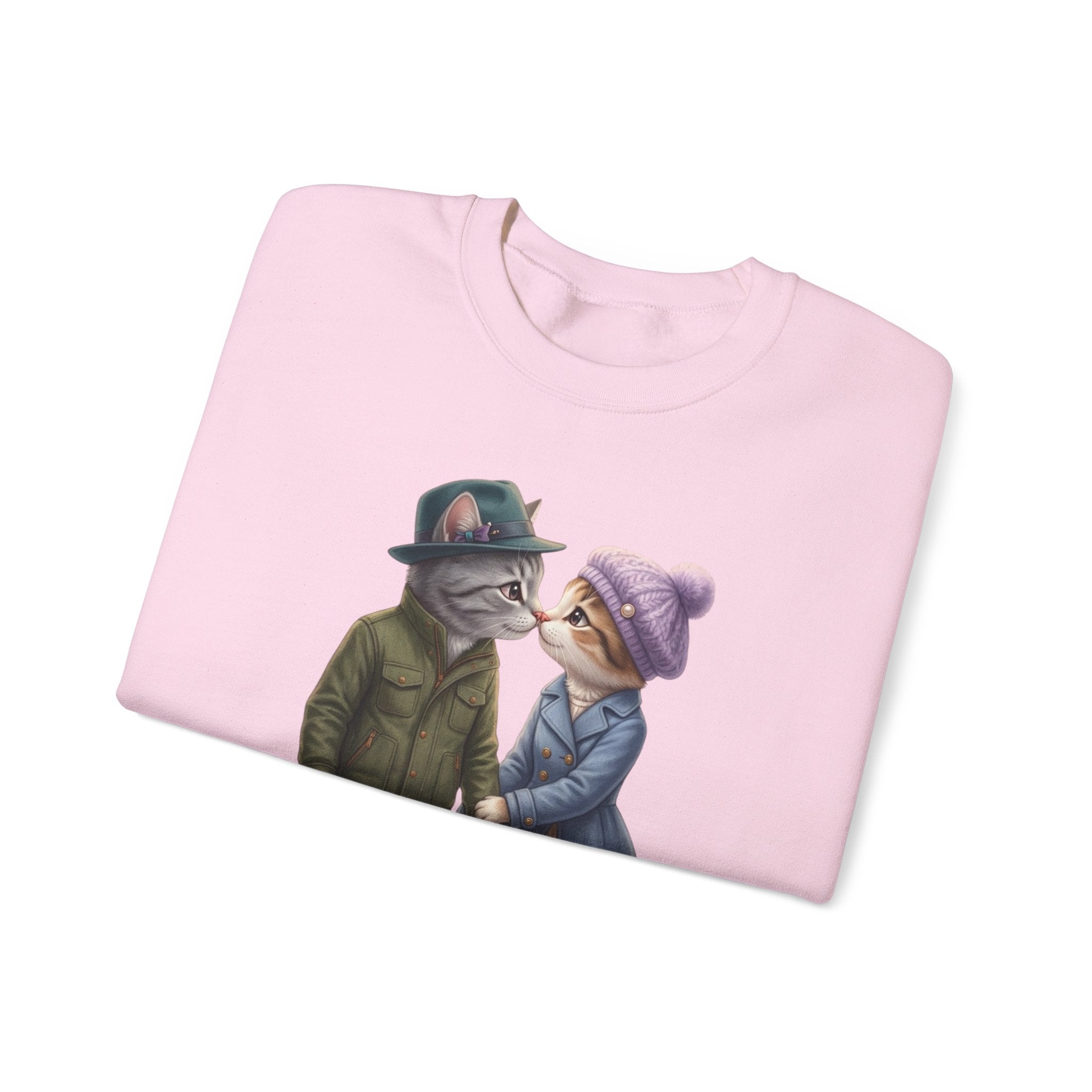 Cute Cat Couple Sweatshirt – Romantic Feline Couple Graphic Crewneck