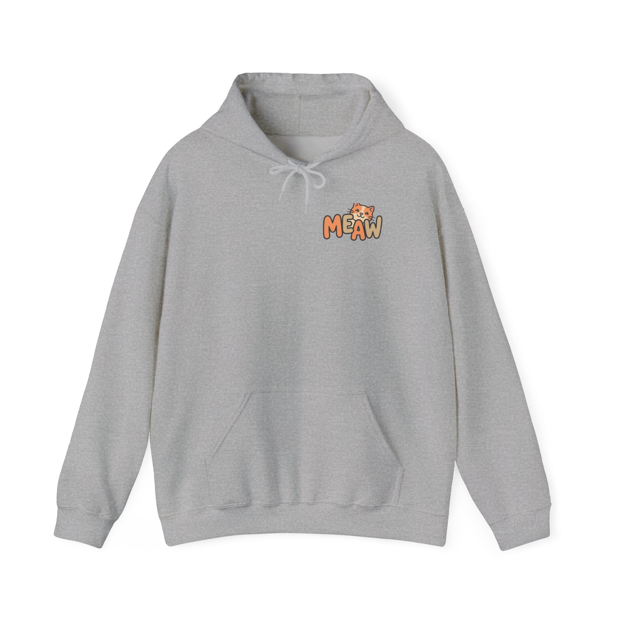 Cat 'Meaw' Graphic Hoodie — Cute Retro Cat Chest Print