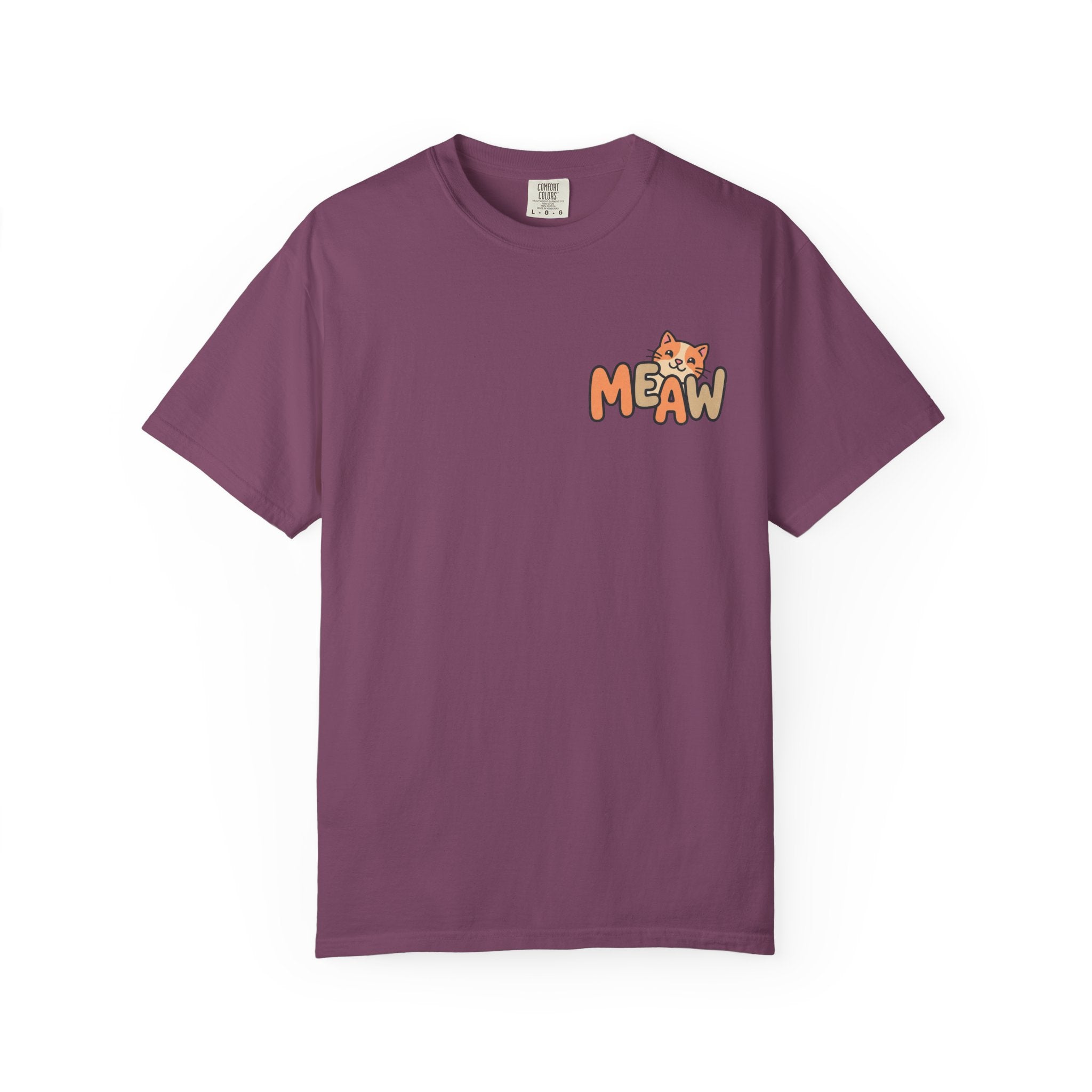 Cat Meaw T-Shirt — Cute Orange Kitten Heart Back Graphic