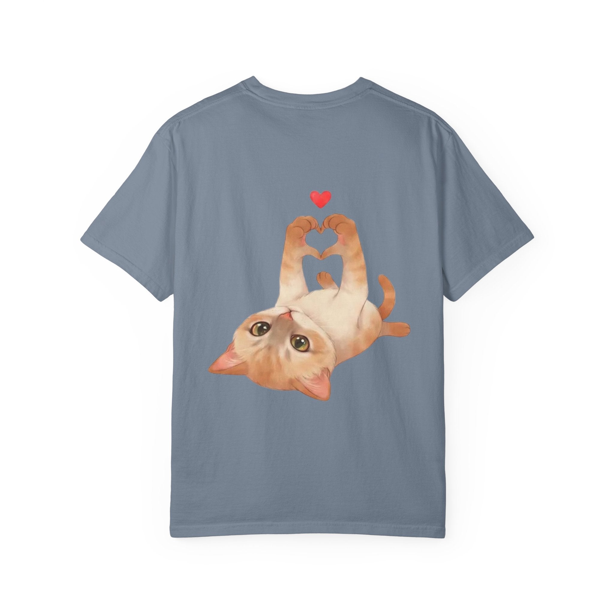 Cat Meaw T-Shirt — Cute Orange Kitten Heart Back Graphic