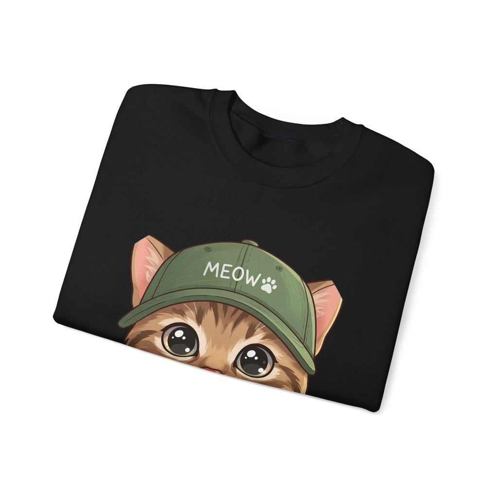Cute Kitten Crewneck Sweatshirt — 'MEOW' Cat Graphic Pullover