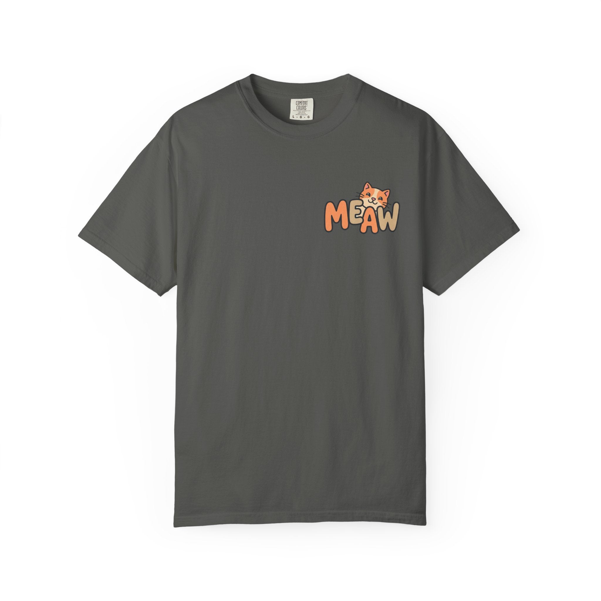 Cat Meaw T-Shirt — Cute Orange Kitten Heart Back Graphic