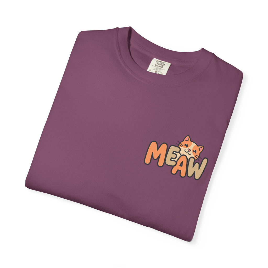 Cat Meaw T-Shirt — Cute Orange Kitten Heart Back Graphic