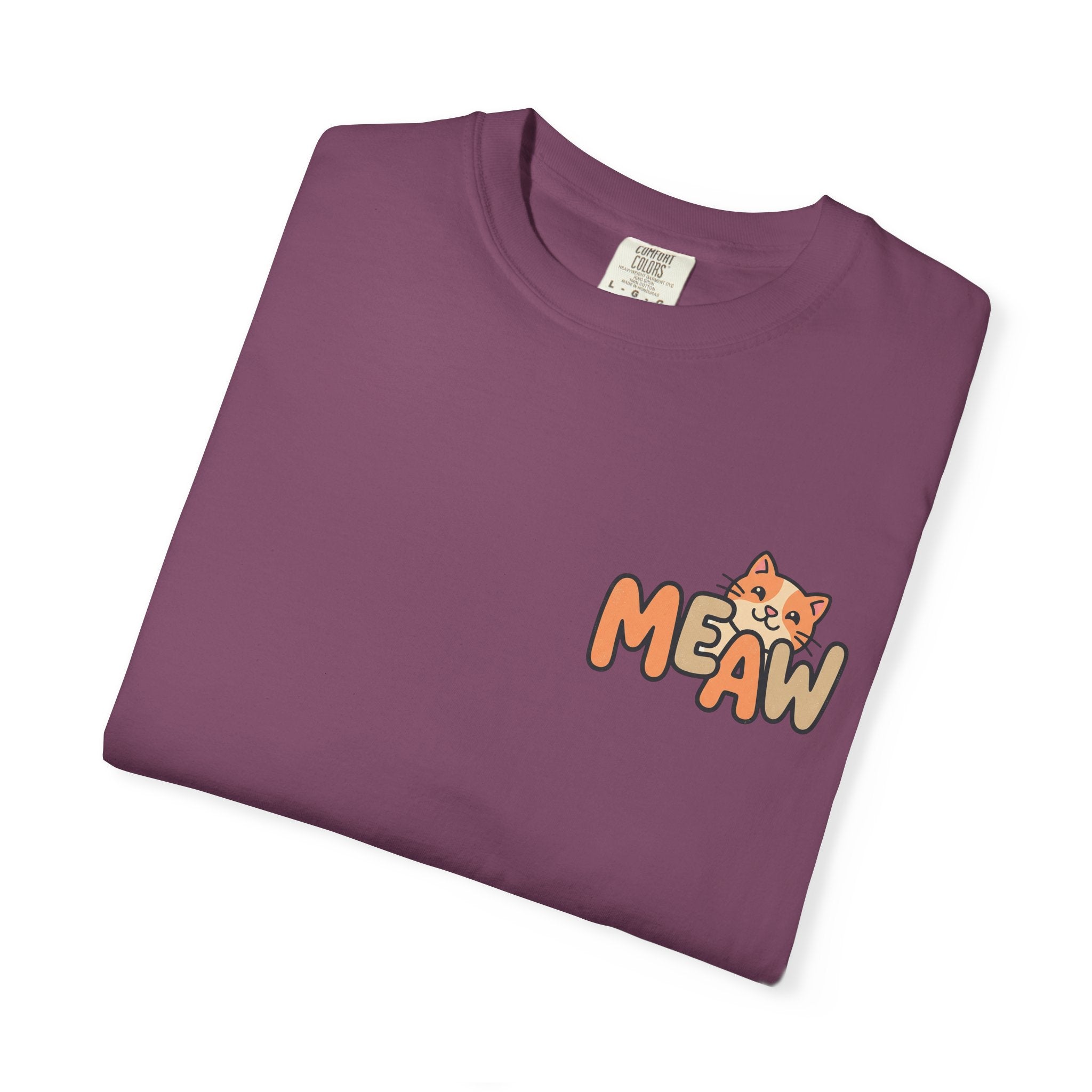 Cat Meaw T-Shirt — Cute Orange Kitten Heart Back Graphic