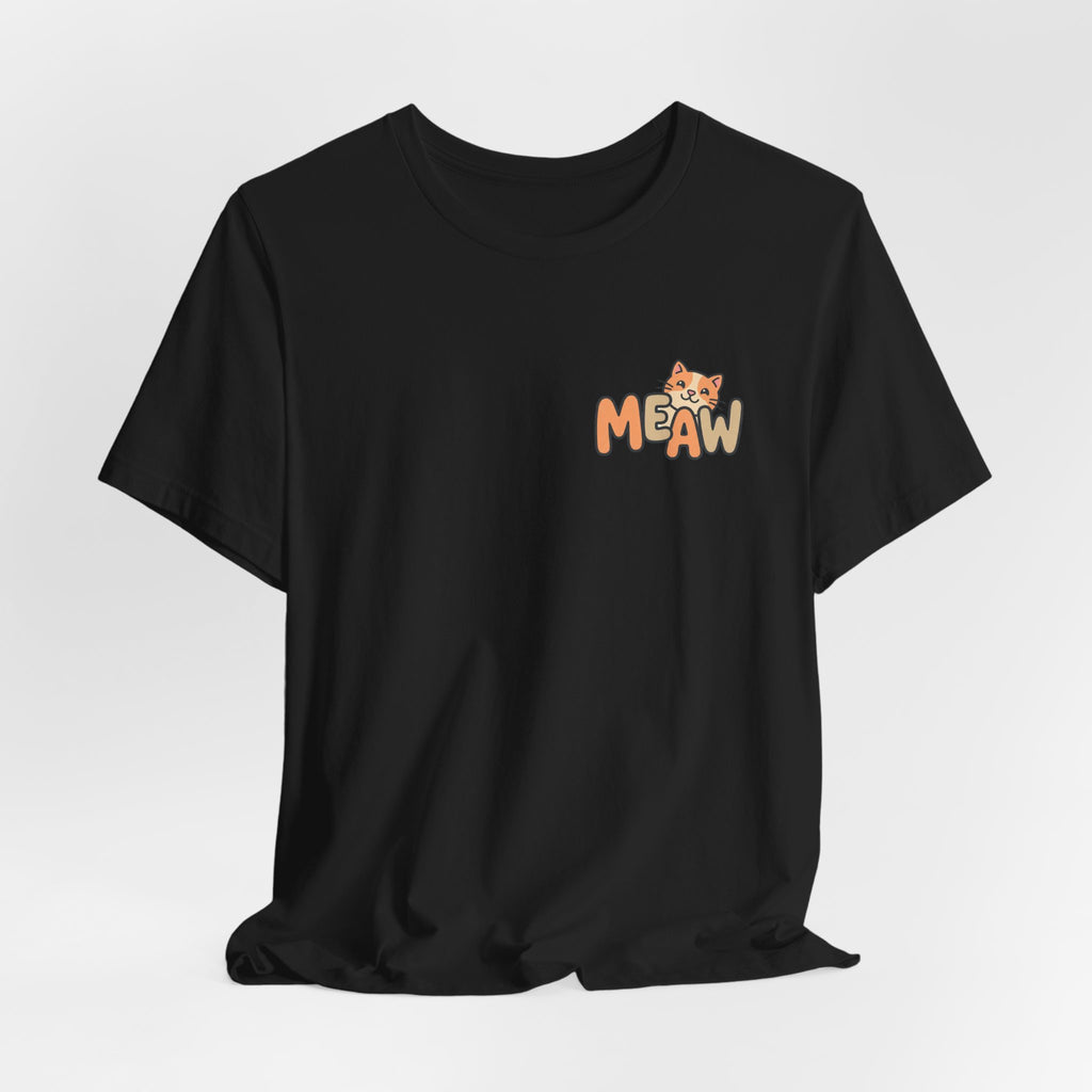Cat 'Meaw' Graphic Tee — Cute Orange Kitten Chest Print