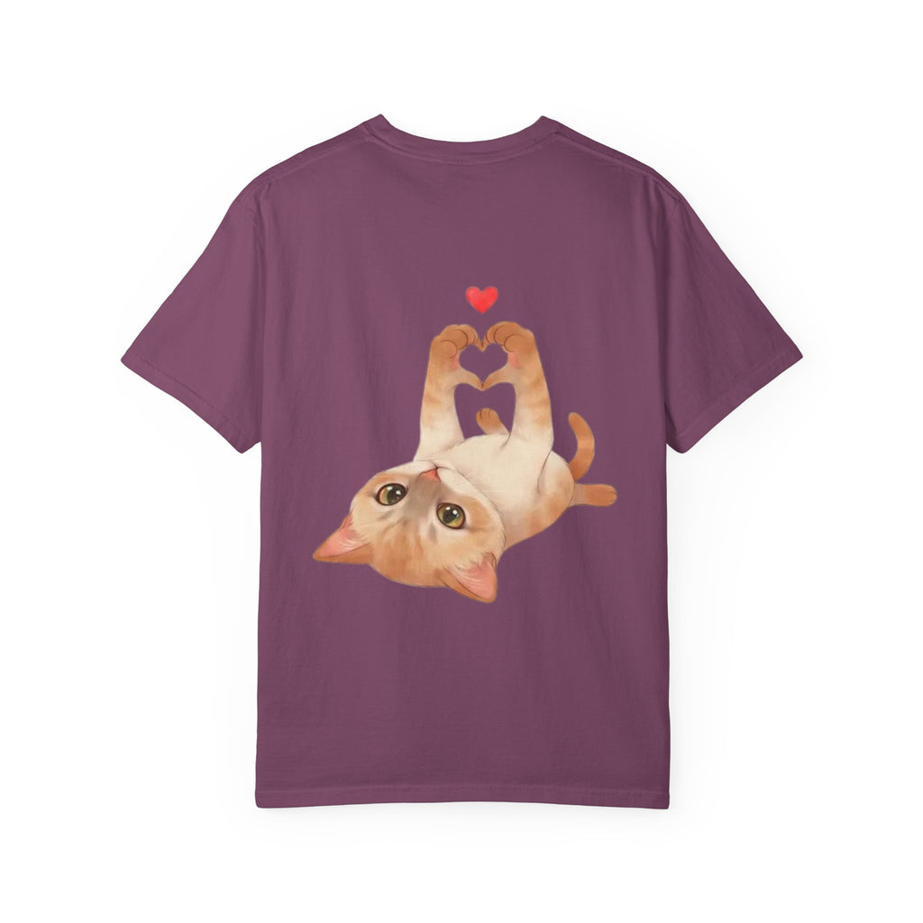 Cat Meaw T-Shirt — Cute Orange Kitten Heart Back Graphic
