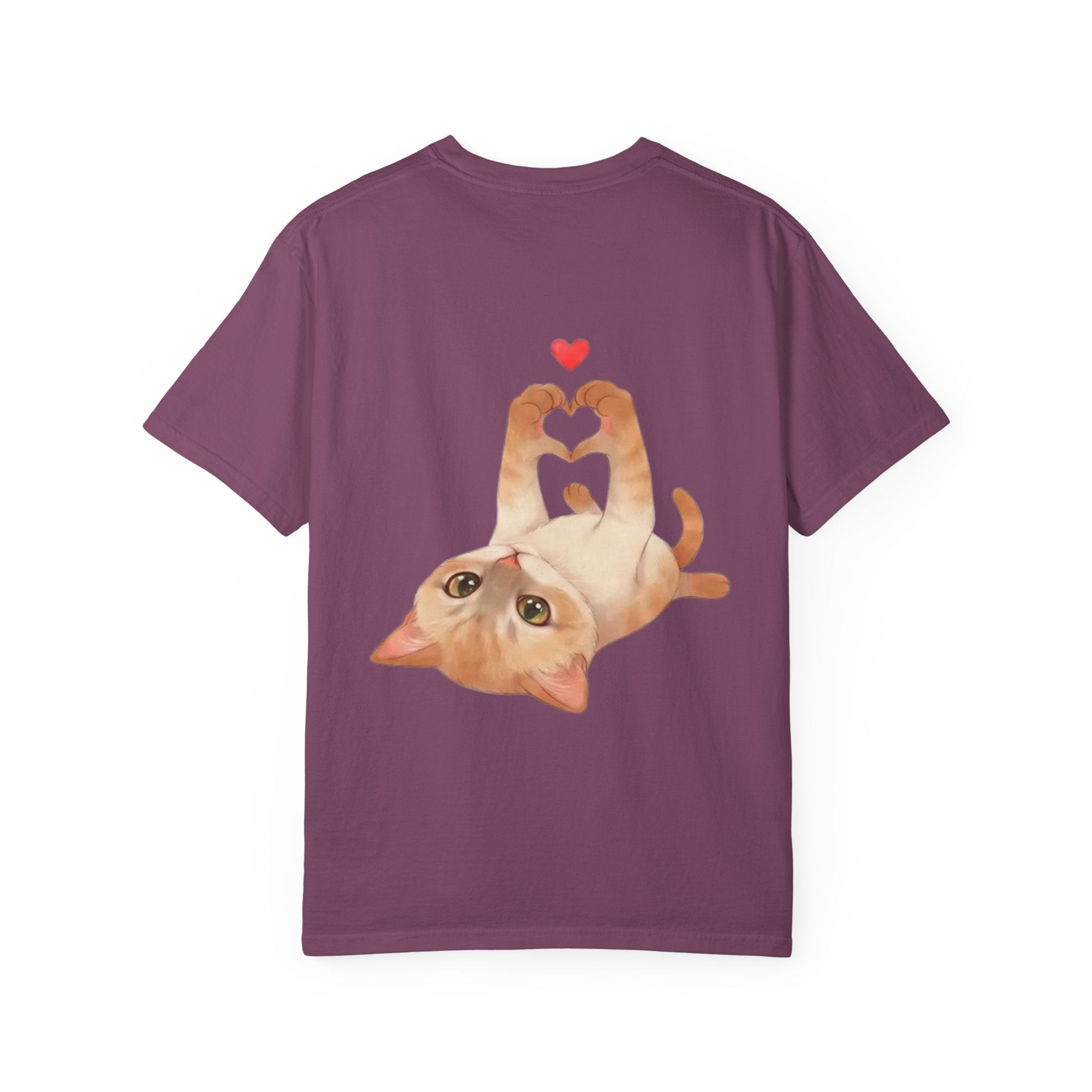 Cat Meaw T-Shirt — Cute Orange Kitten Heart Back Graphic