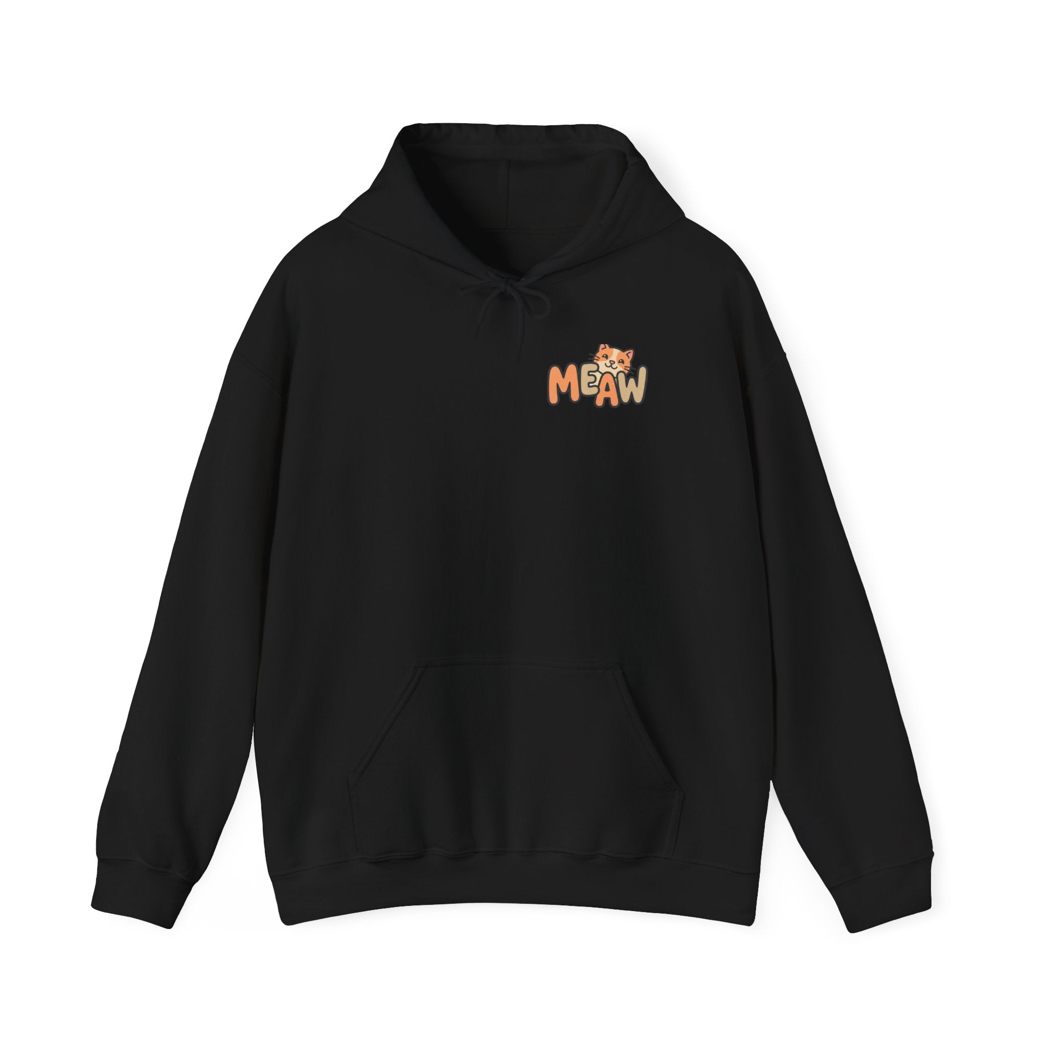 Cat 'Meaw' Graphic Hoodie — Cute Retro Cat Chest Print