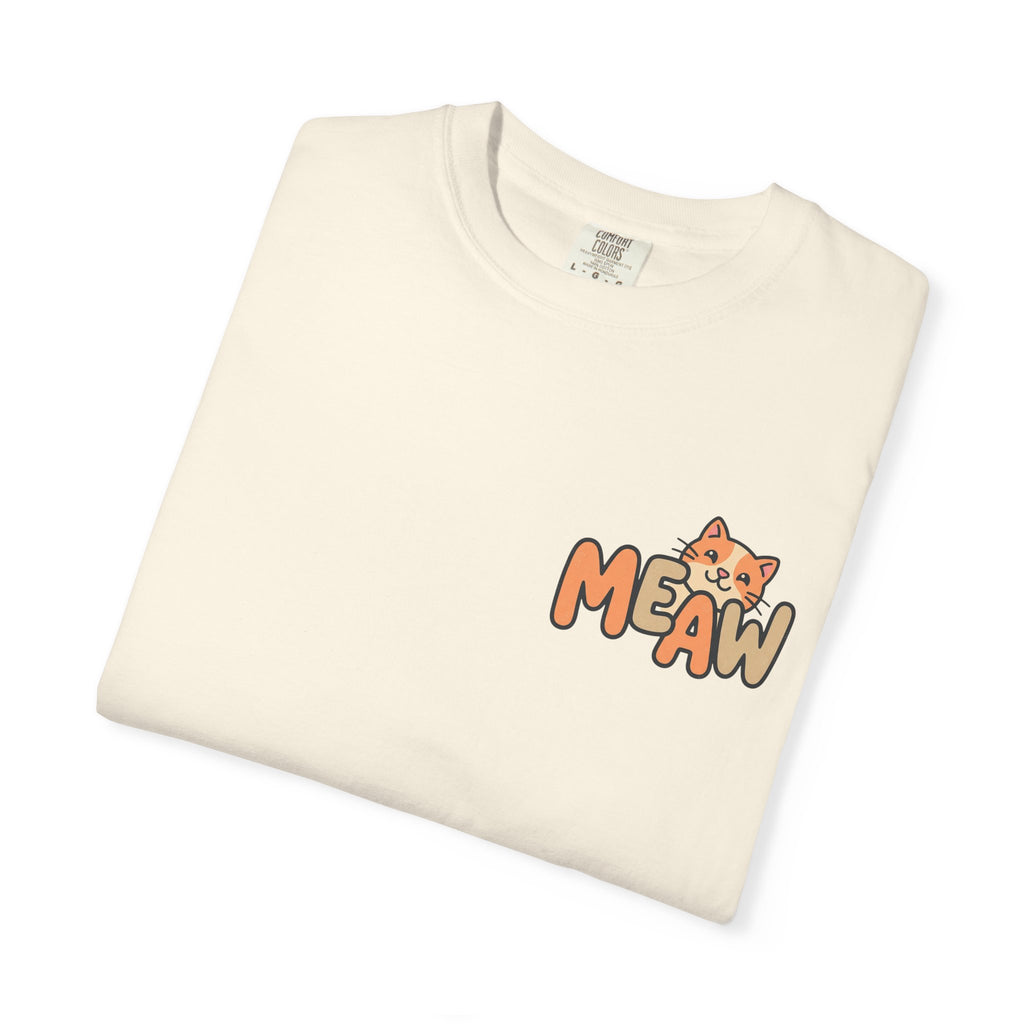 Cat Meaw T-Shirt — Cute Orange Kitten Heart Back Graphic