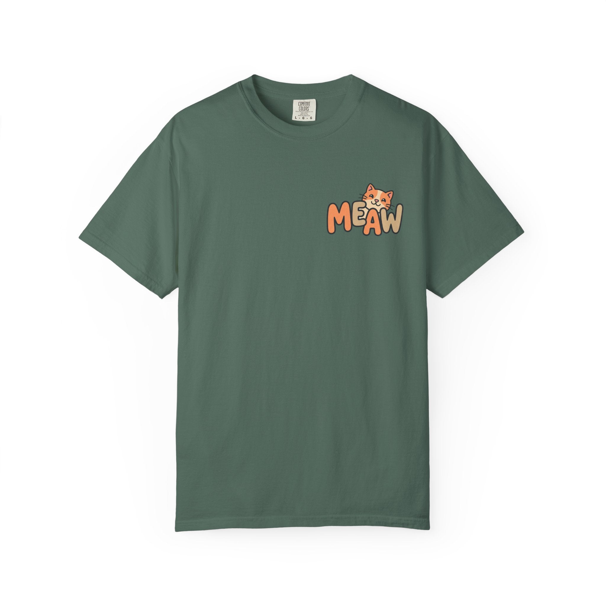 Cat Meaw T-Shirt — Cute Orange Kitten Heart Back Graphic