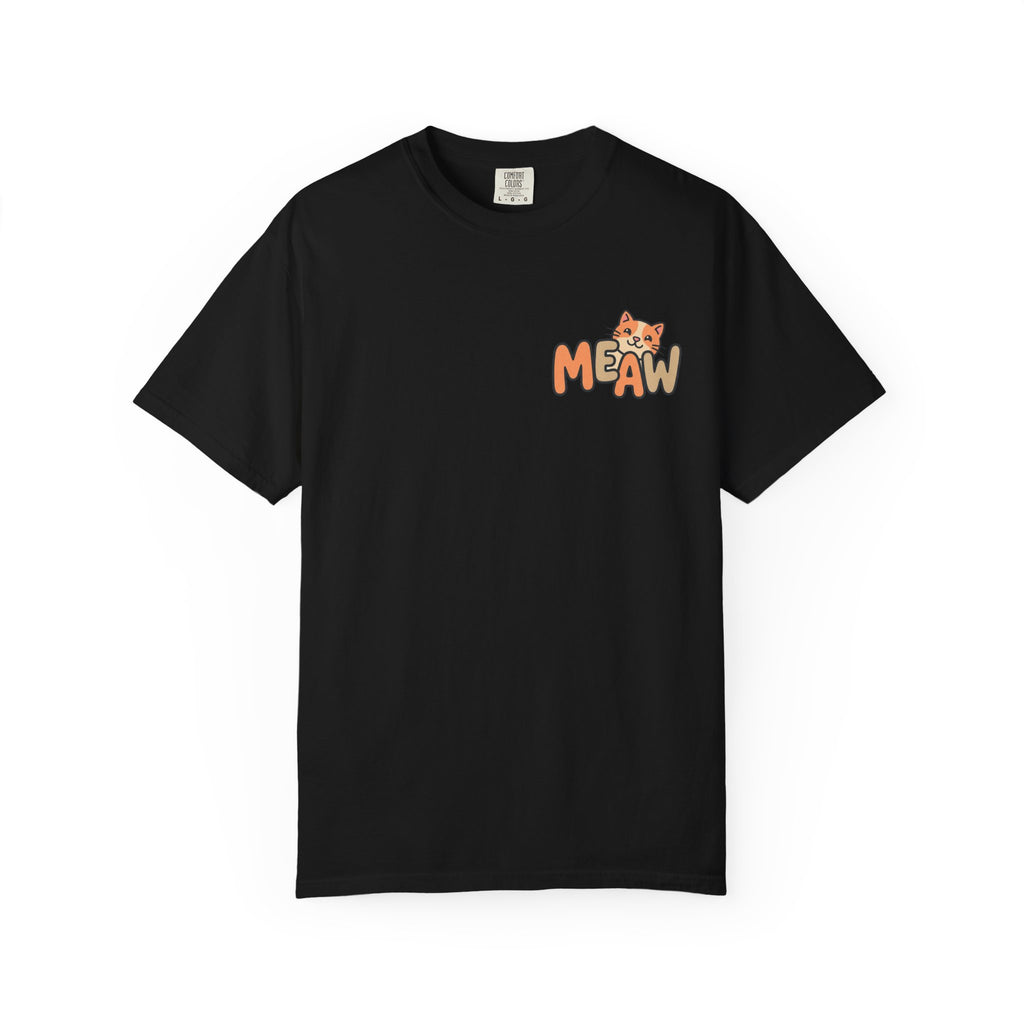 Cat Meaw T-Shirt — Cute Orange Kitten Heart Back Graphic